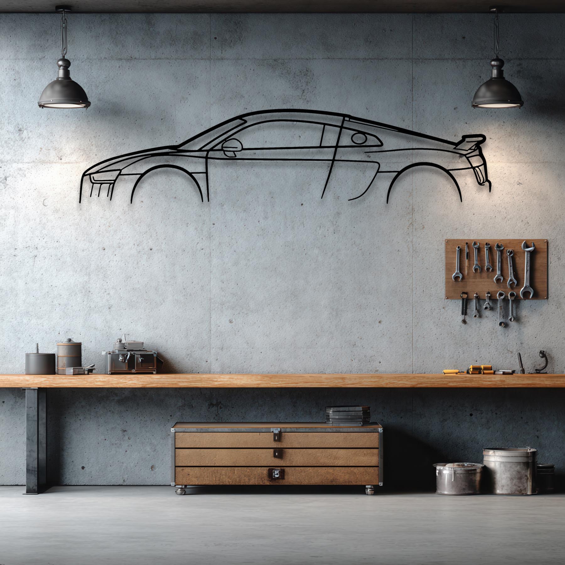 R8 Mk2 Classic Silhouette Metal Wall Art