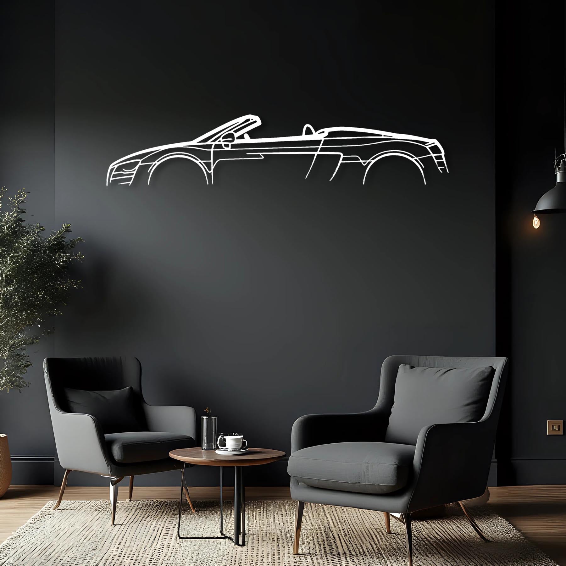 R8 Spyder Mk1 Classic Silhouette Metal Wall Art