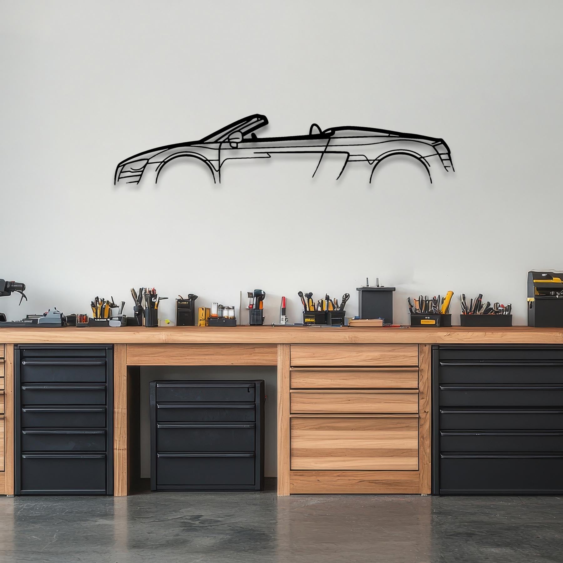 R8 Spyder Mk1 Classic Silhouette Metal Wall Art