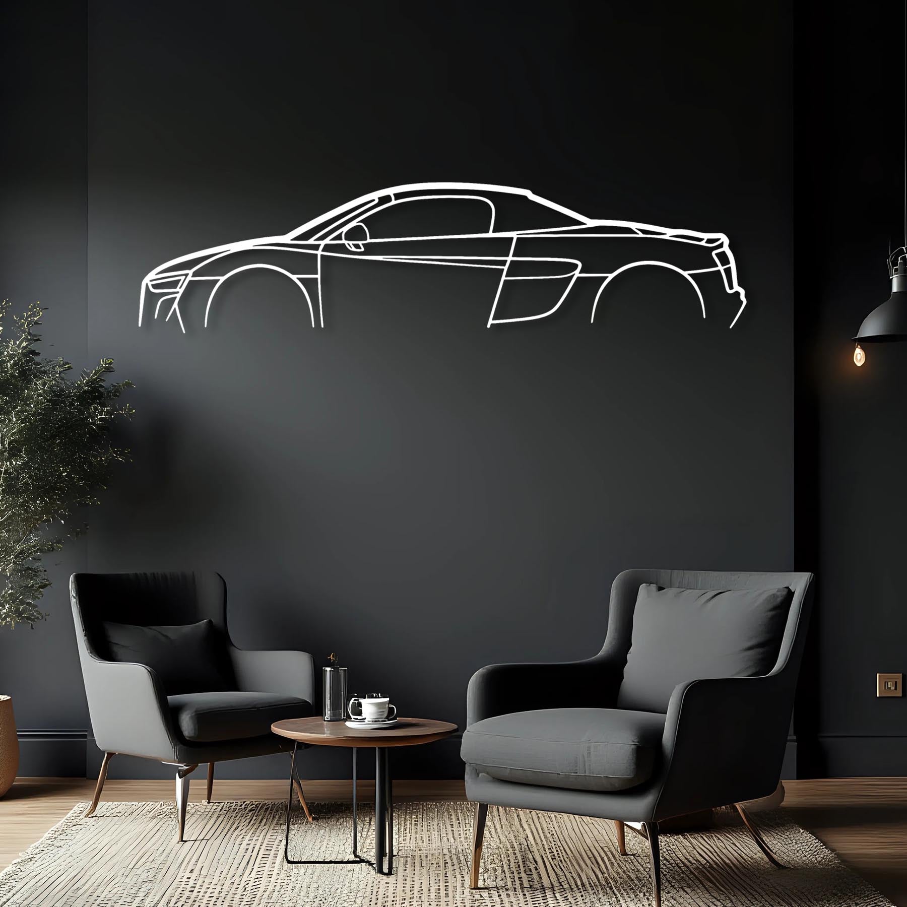 R8 Spyder Mk2 Classic Silhouette Metal Wall Art