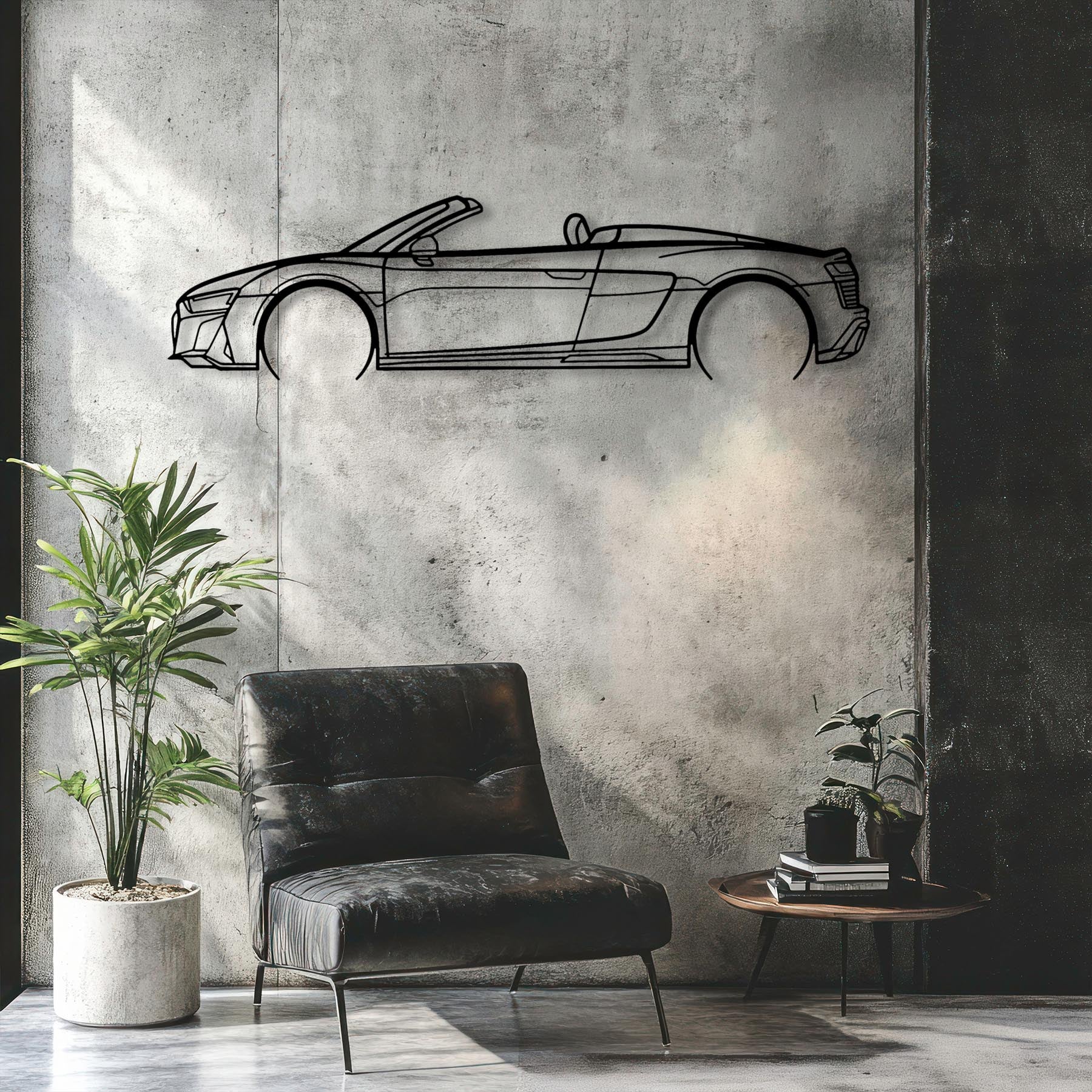 R8 V10 Spider 2022 Detailed Silhouette Metal Wall Art