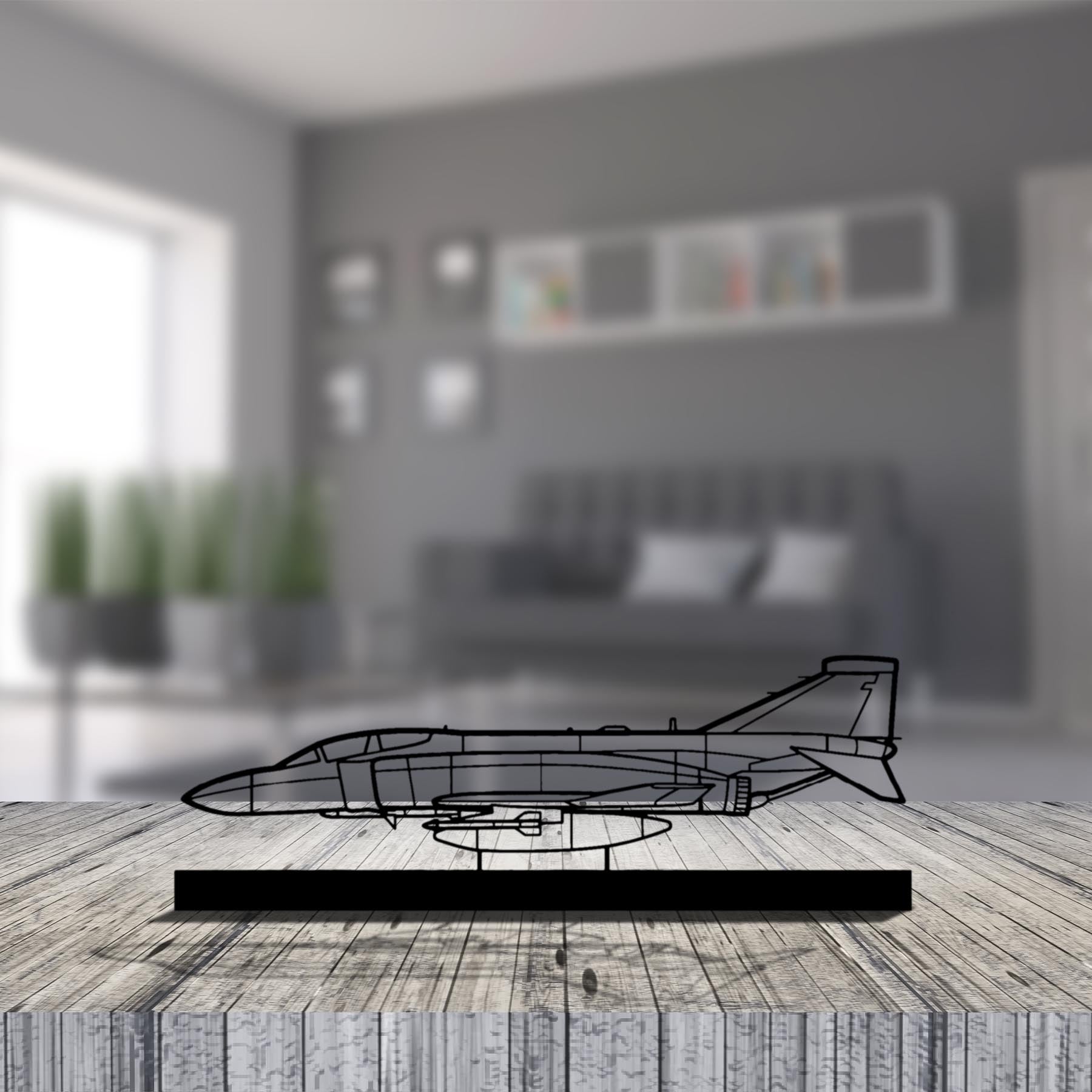 RAF F-4K Phantom Silhouette Metal Art Stand