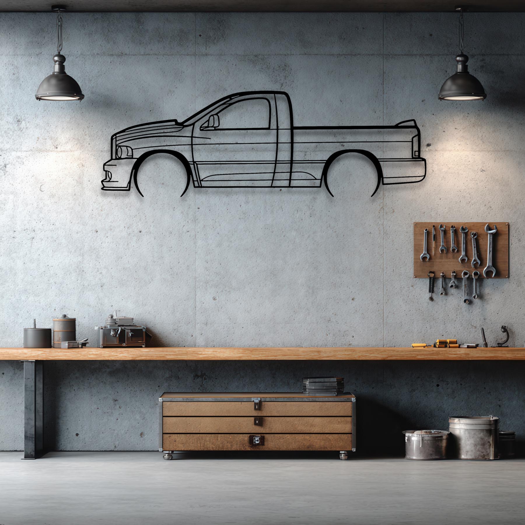 RAM SRT 10 2004 Detailed Silhouette Metal Wall Art