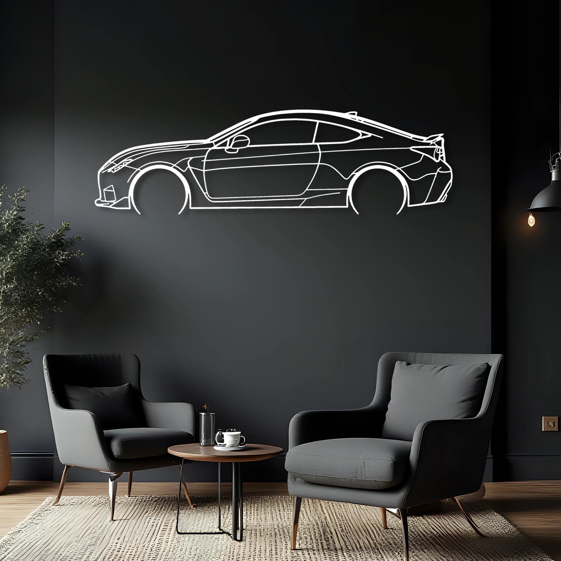 RC F Detailed Silhouette Metal Wall Art