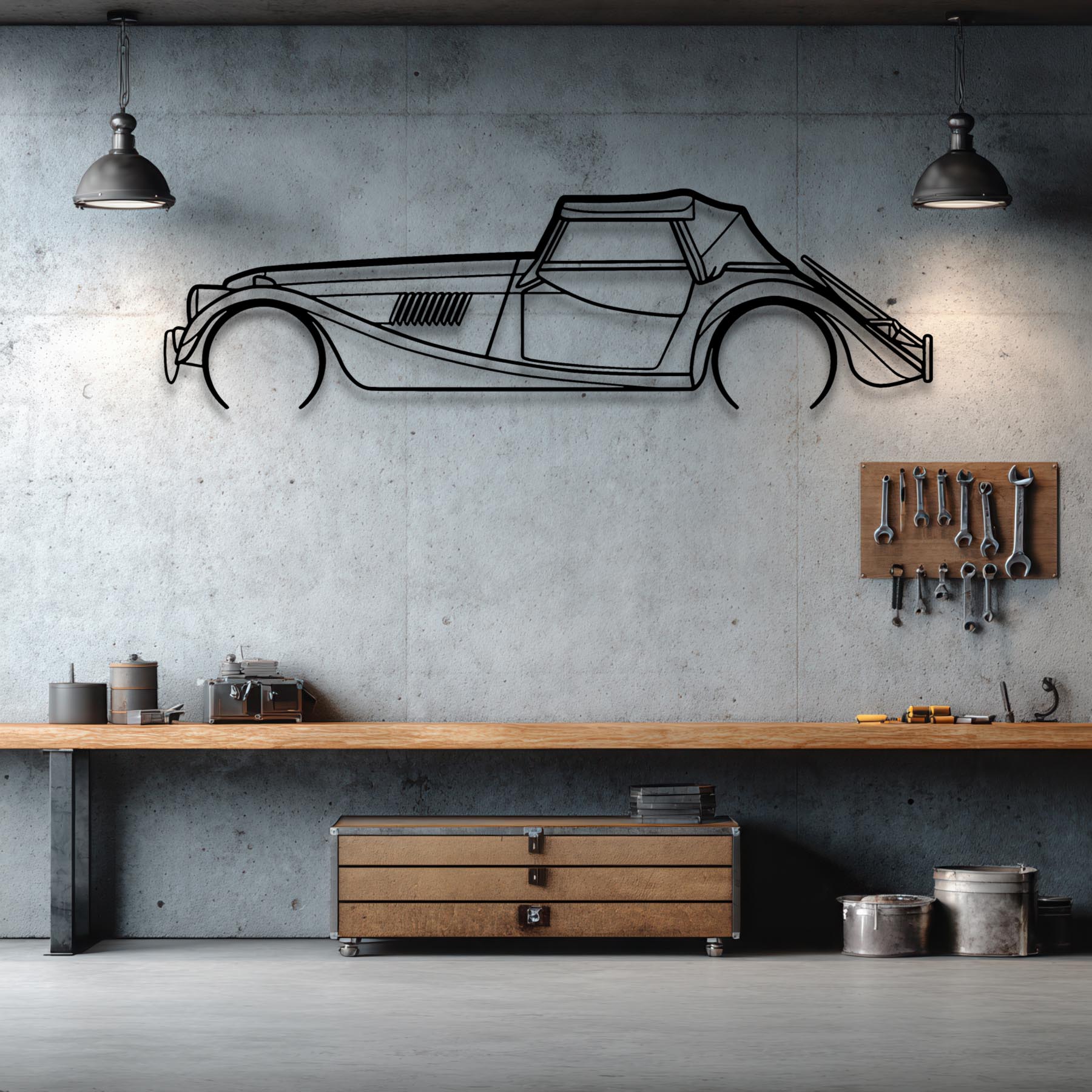 ROADSTER 2015 Detailed Silhouette Metal Wall Art