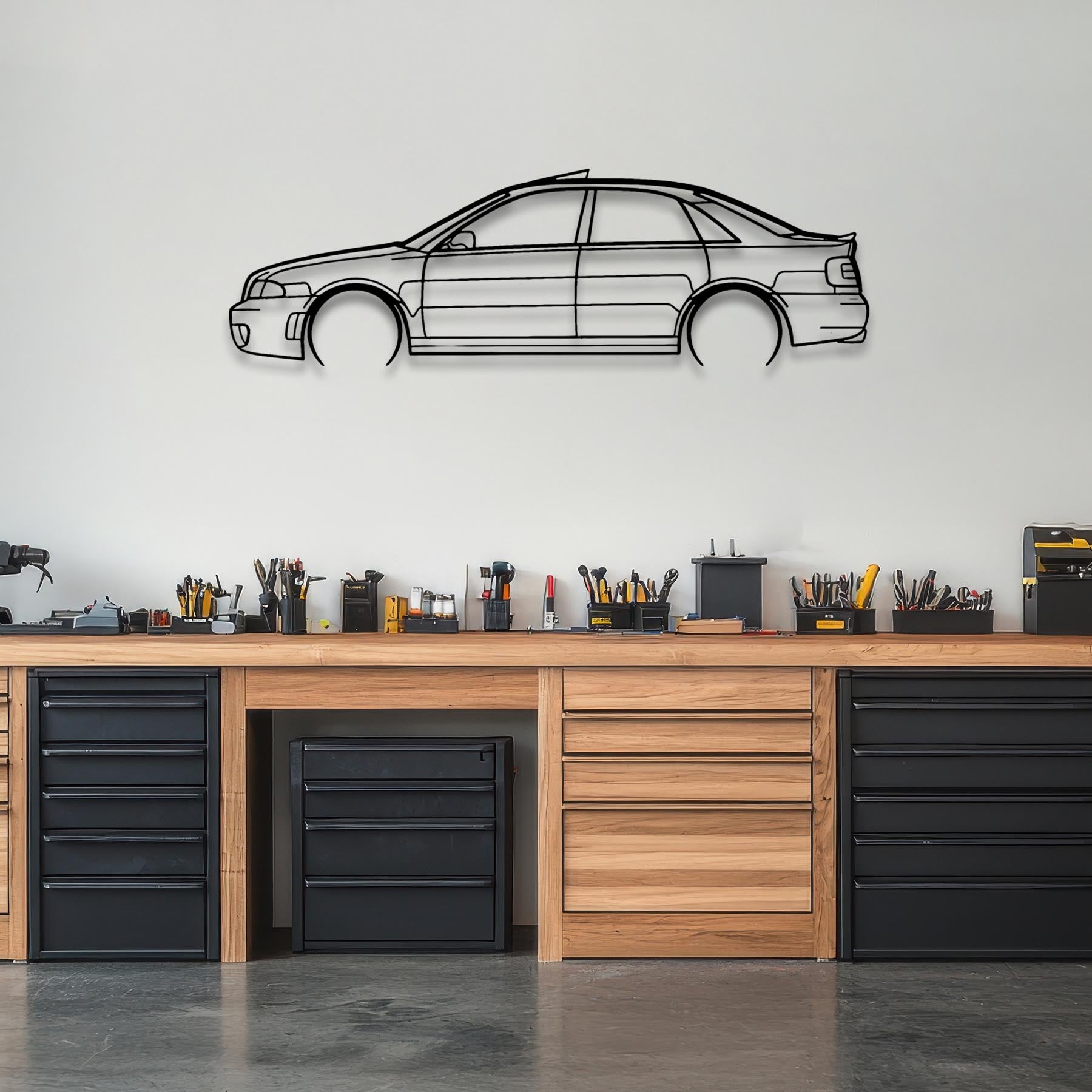 RS4 B5 sedan Detailed Silhouette Metal Wall Art