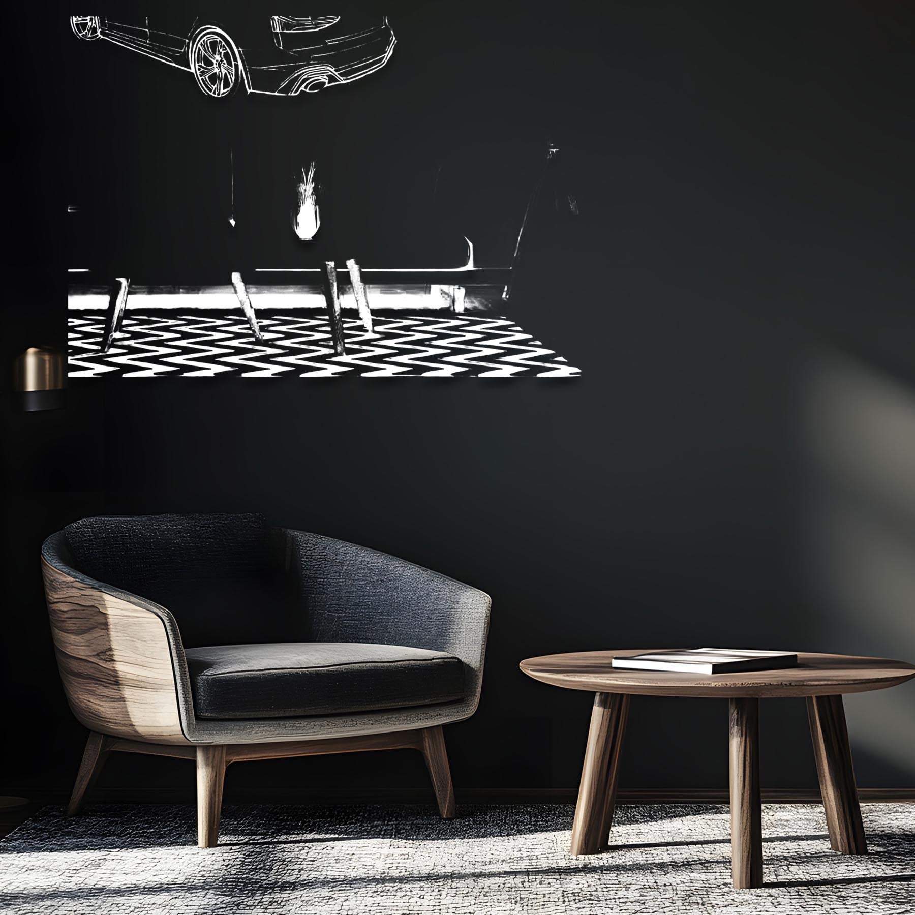 RS5 Sportback 2024 Back Angle Silhouette Metal Wall Art