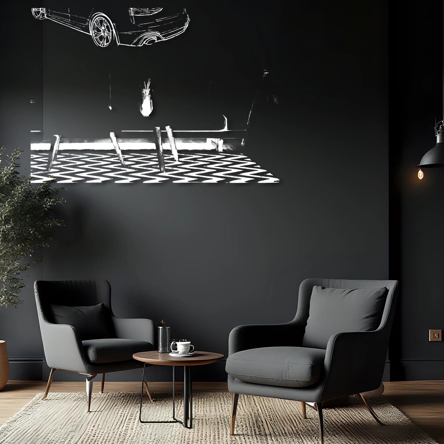 RS5 Sportback 2024 Back Angle Silhouette Metal Wall Art