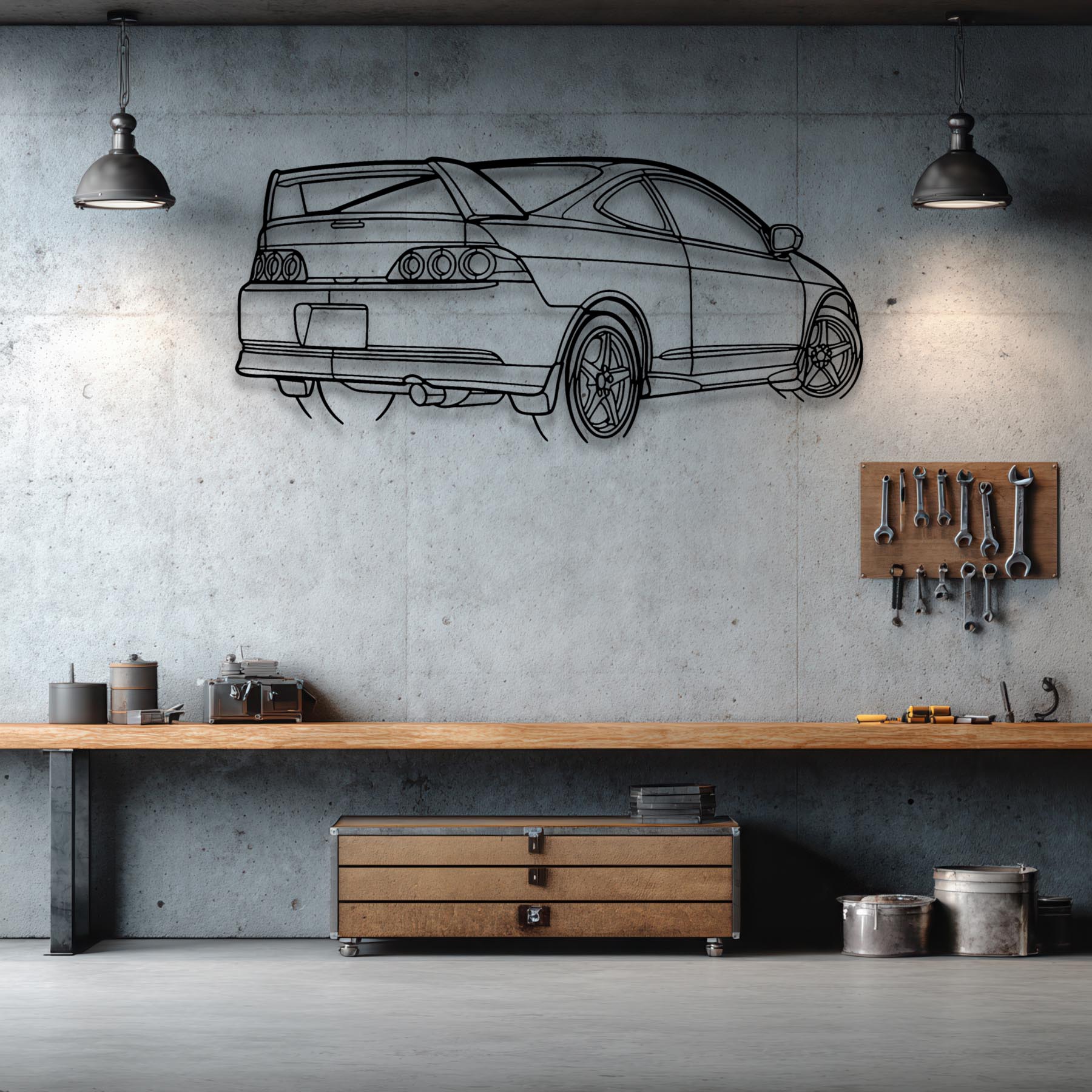 RSX Type S Angle Silhouette Metal Wall Art