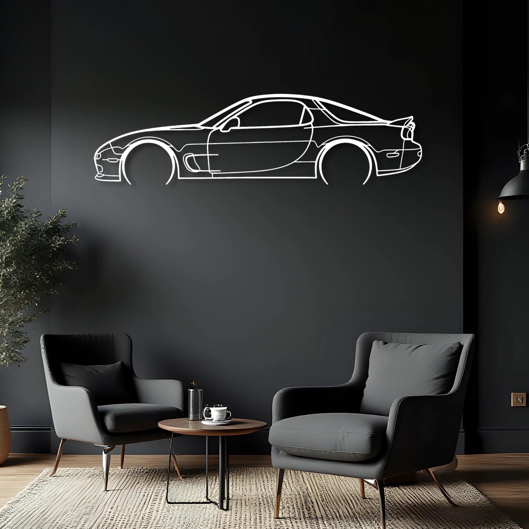 RX7 R1 Detailed Silhouette Metal Wall Art