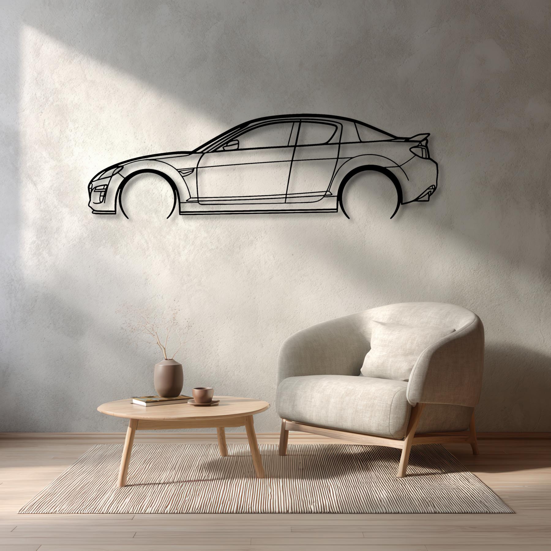 RX8 Detailed Silhouette Metal Wall Art