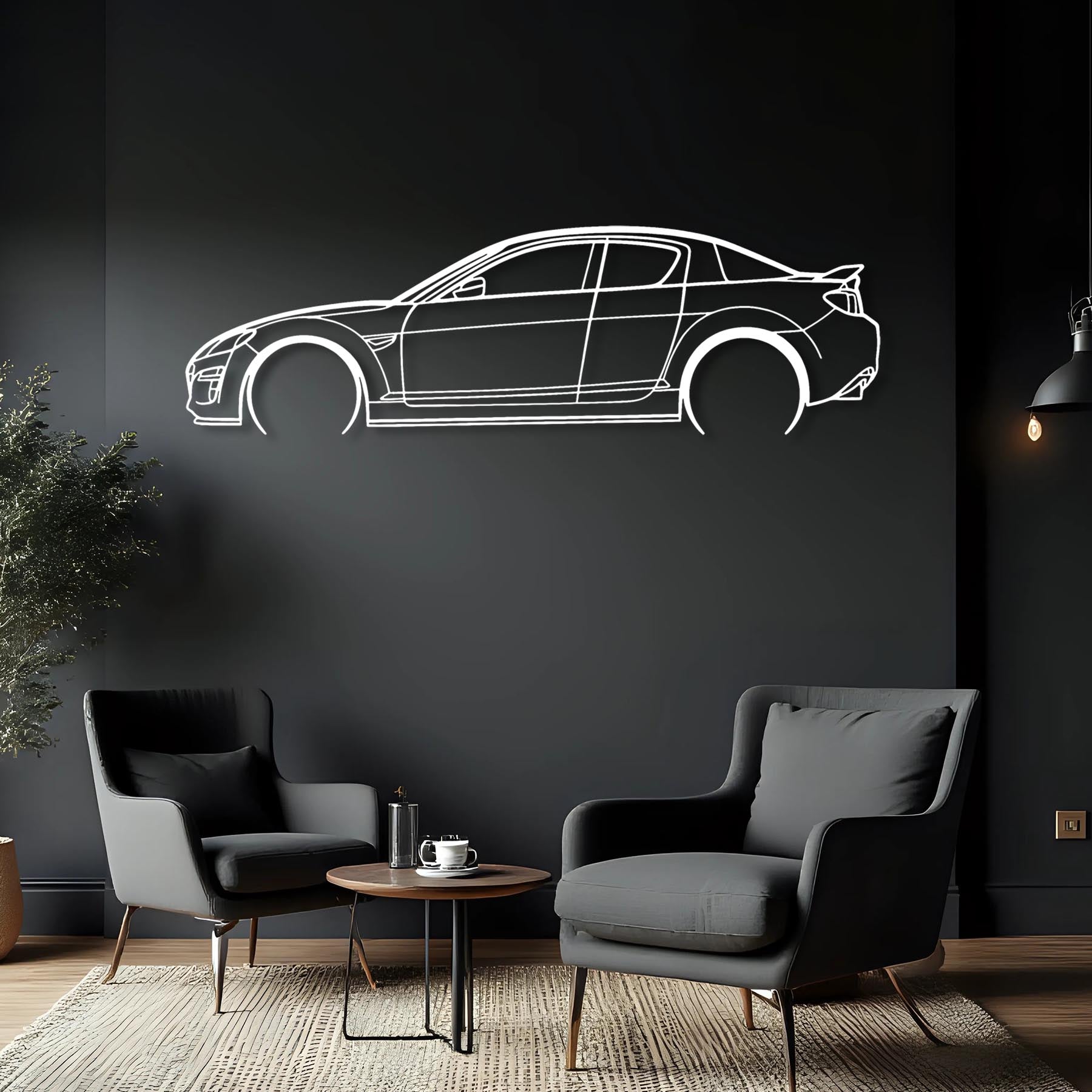 RX8 Detailed Silhouette Metal Wall Art