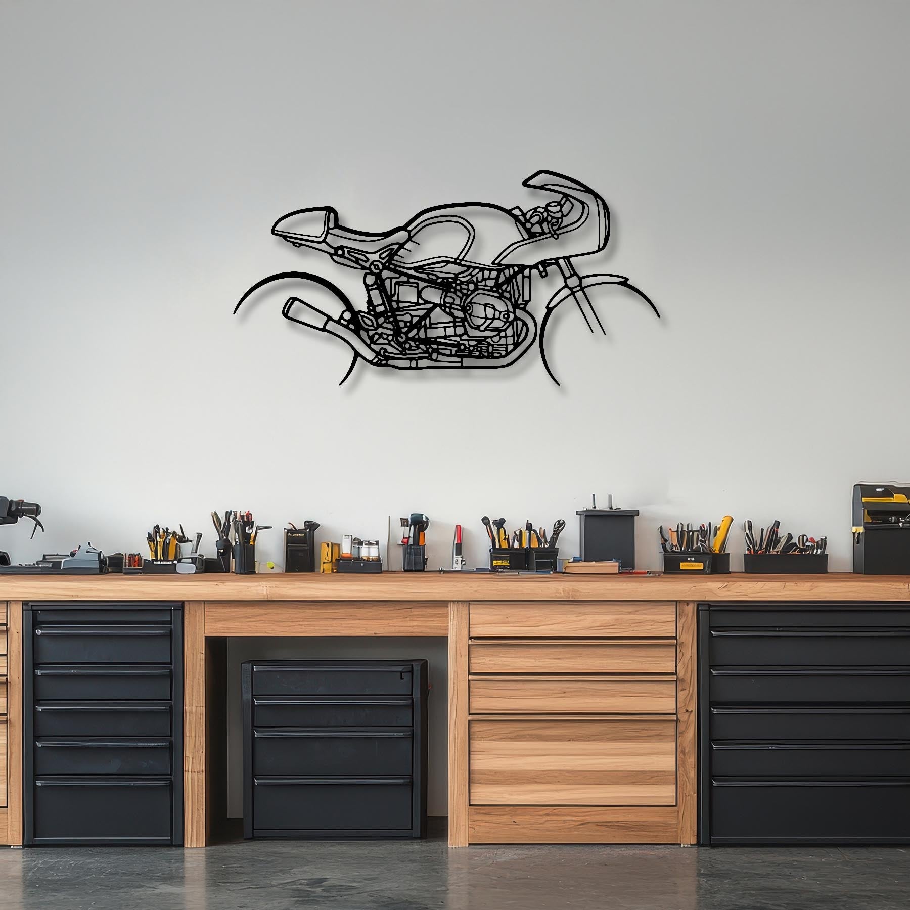 R Nine T Racer 2019 Silhouette Metal Wall Art