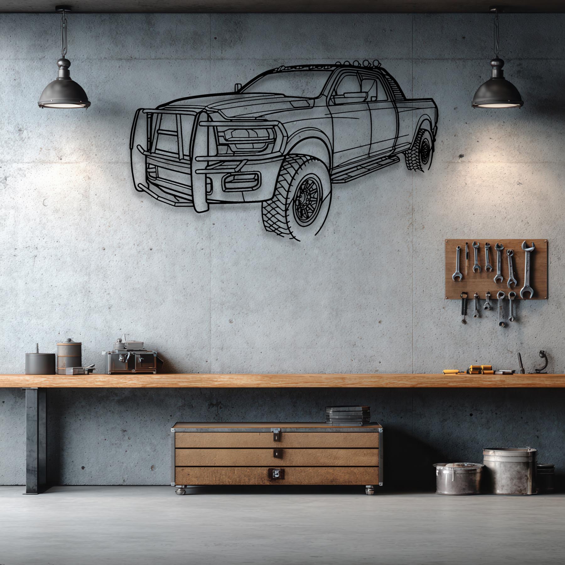 Ram 2500 Angle Silhouette Metal Wall Art