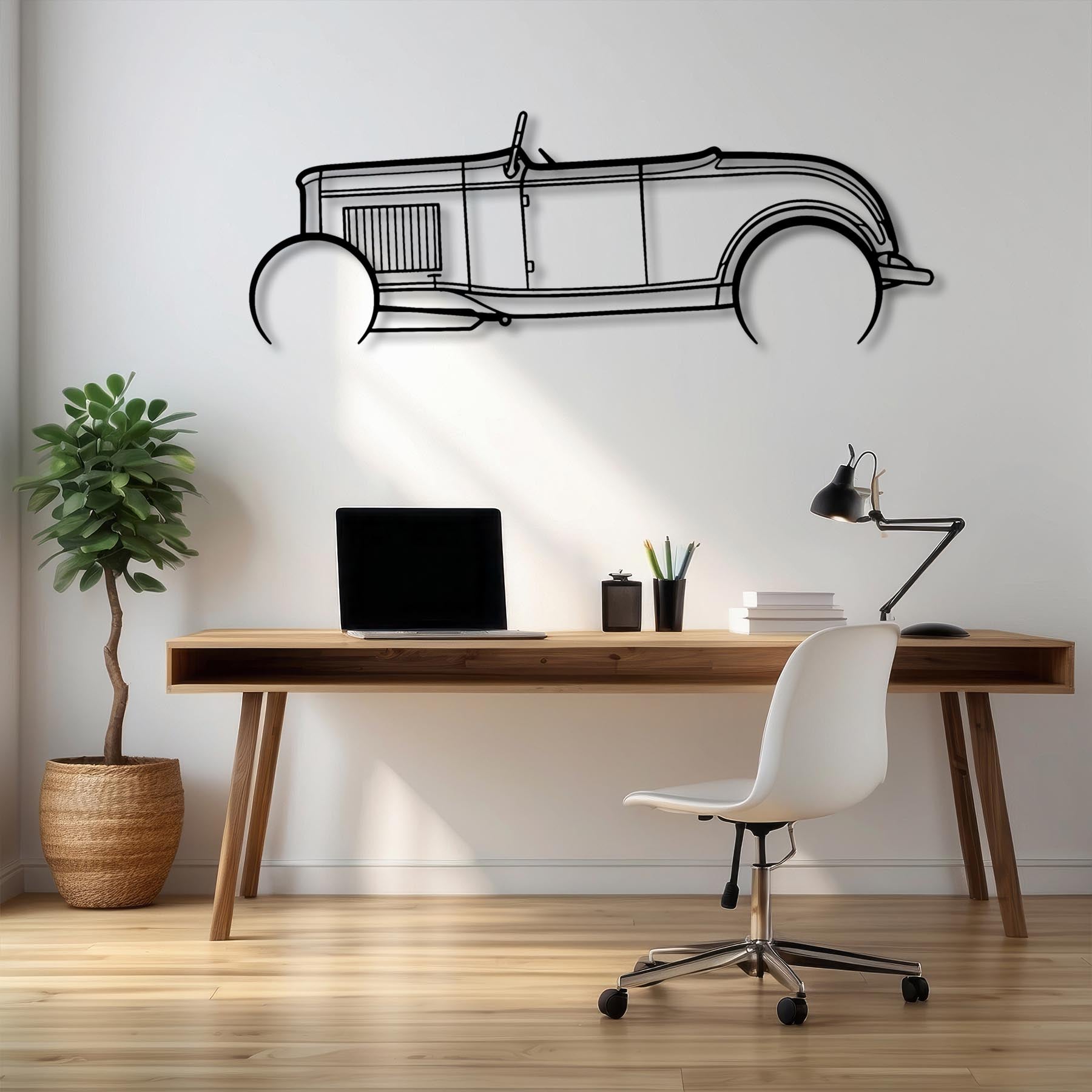 Roadster 1932 Detailed Silhouette Metal Wall Art