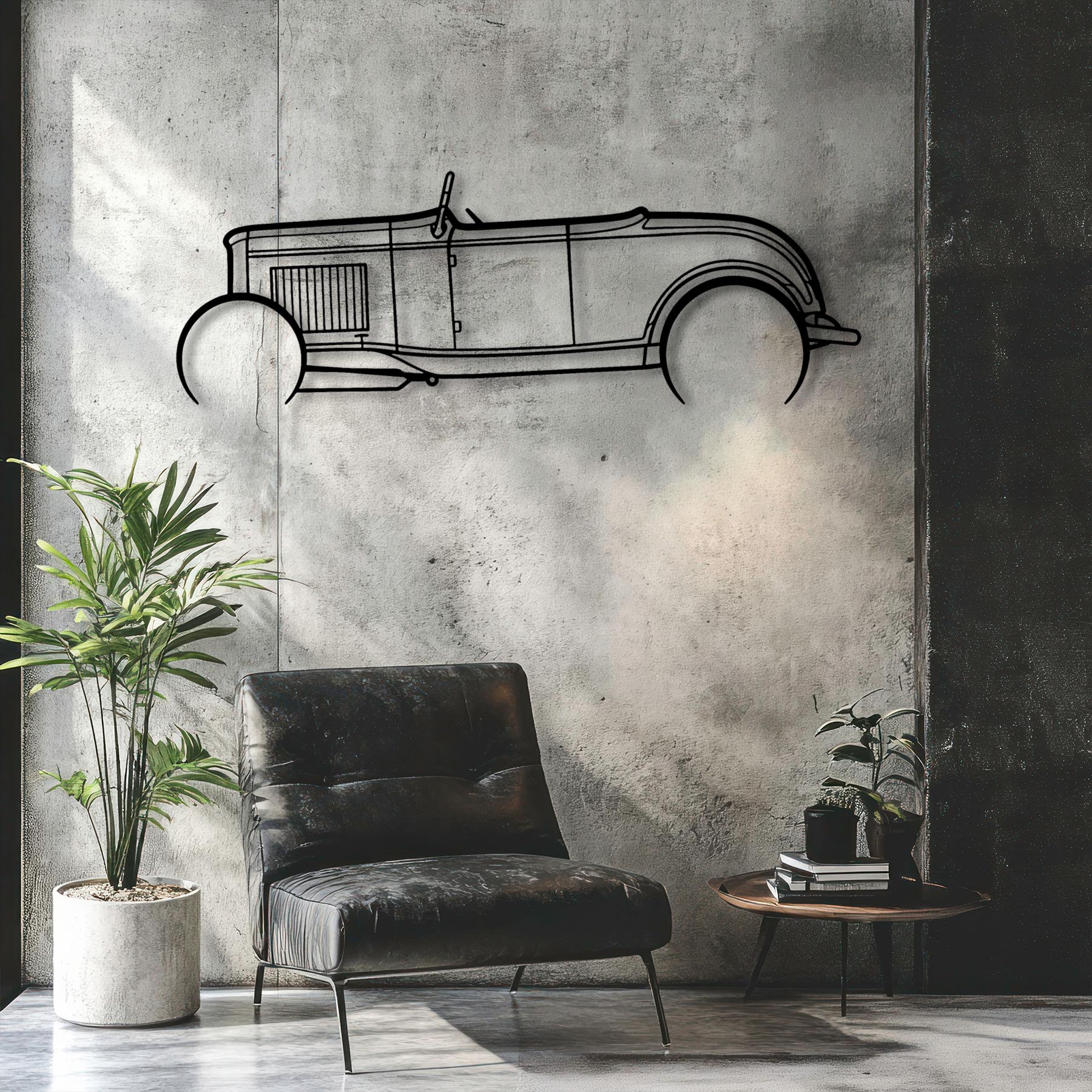 Roadster 1932 Detailed Silhouette Metal Wall Art