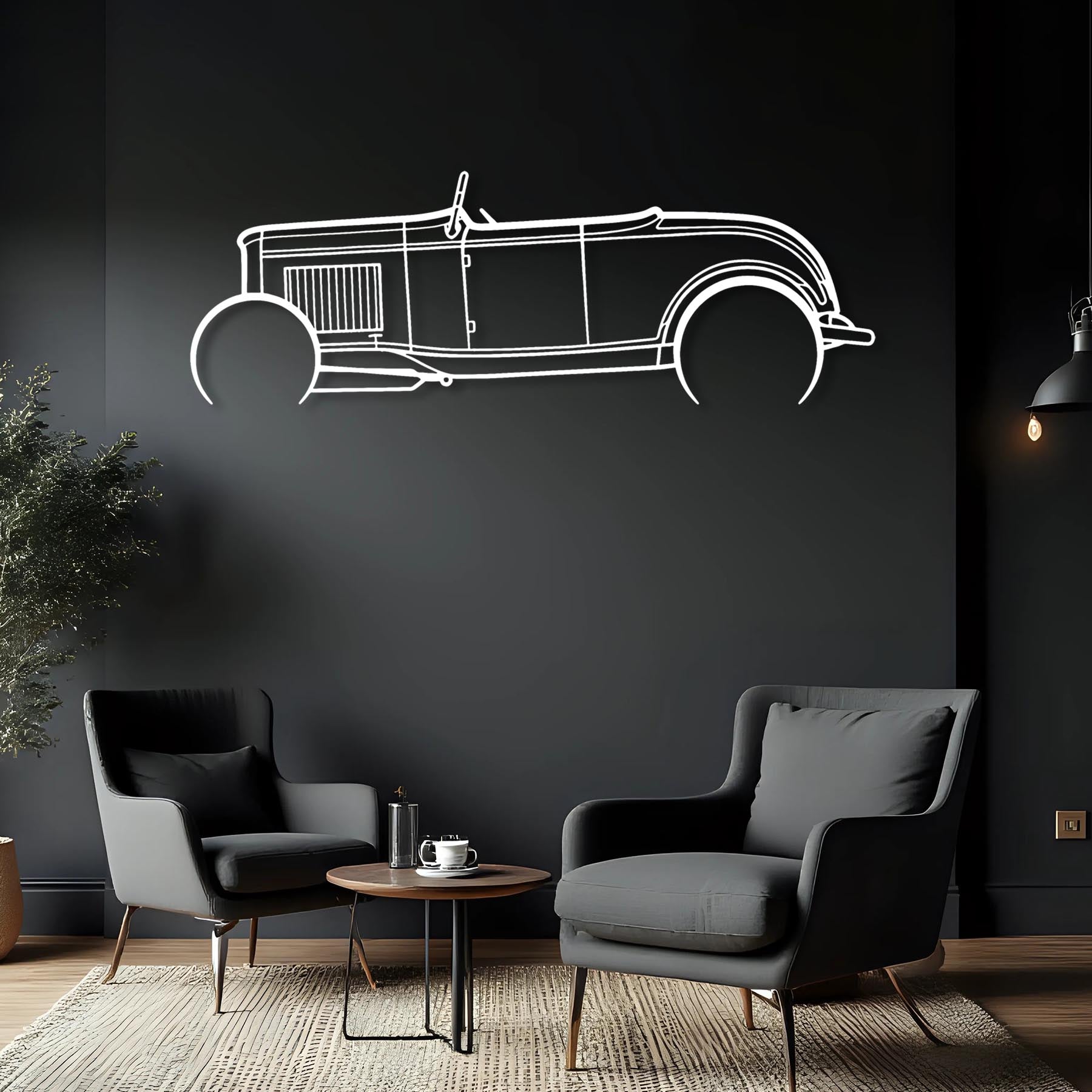 Roadster 1932 Detailed Silhouette Metal Wall Art