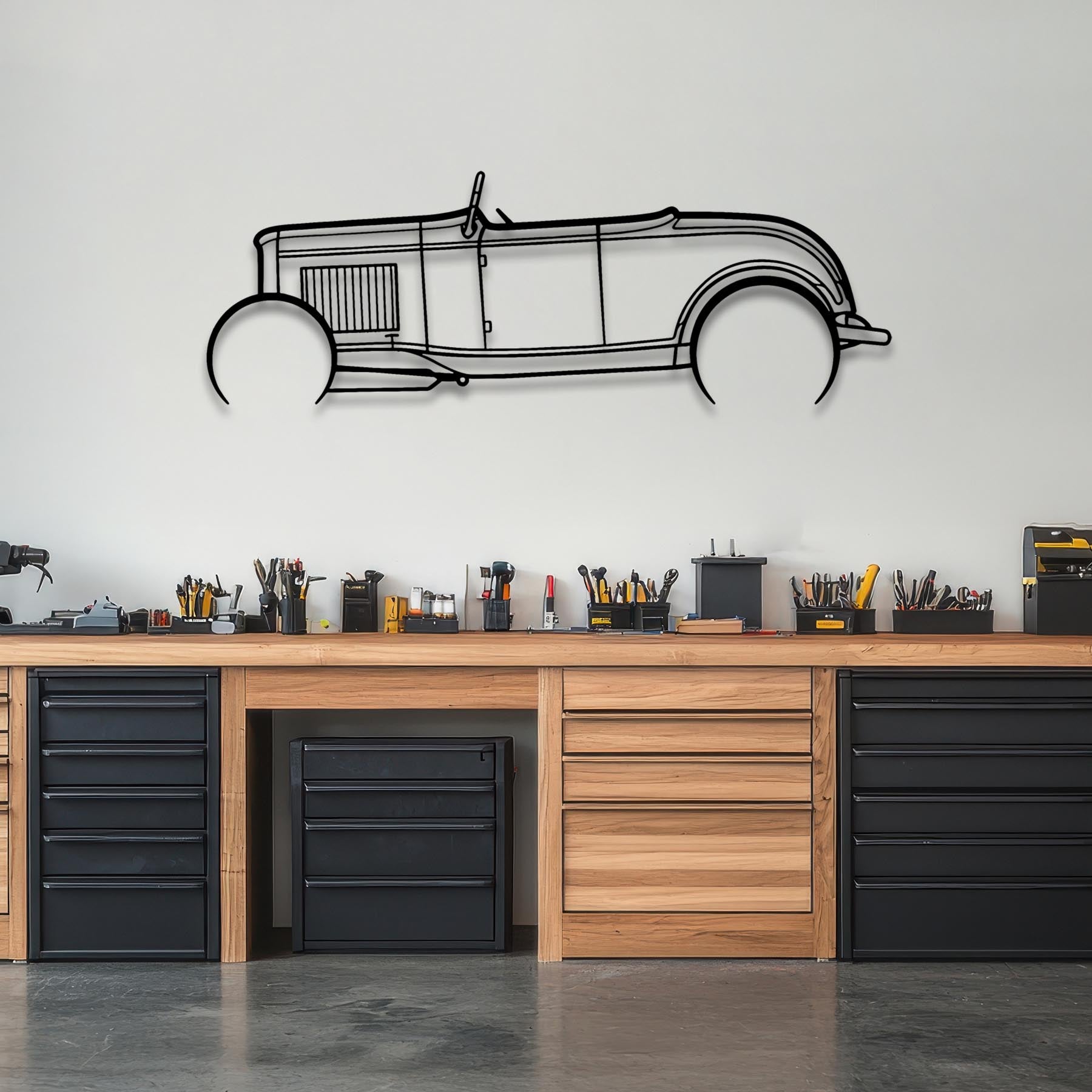 Roadster 1932 Detailed Silhouette Metal Wall Art