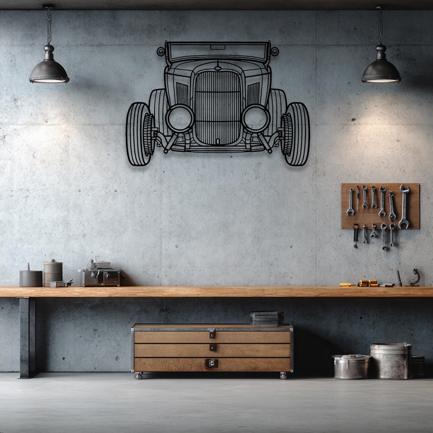 Roadster 1932 Front Silhouette Metal Wall Art