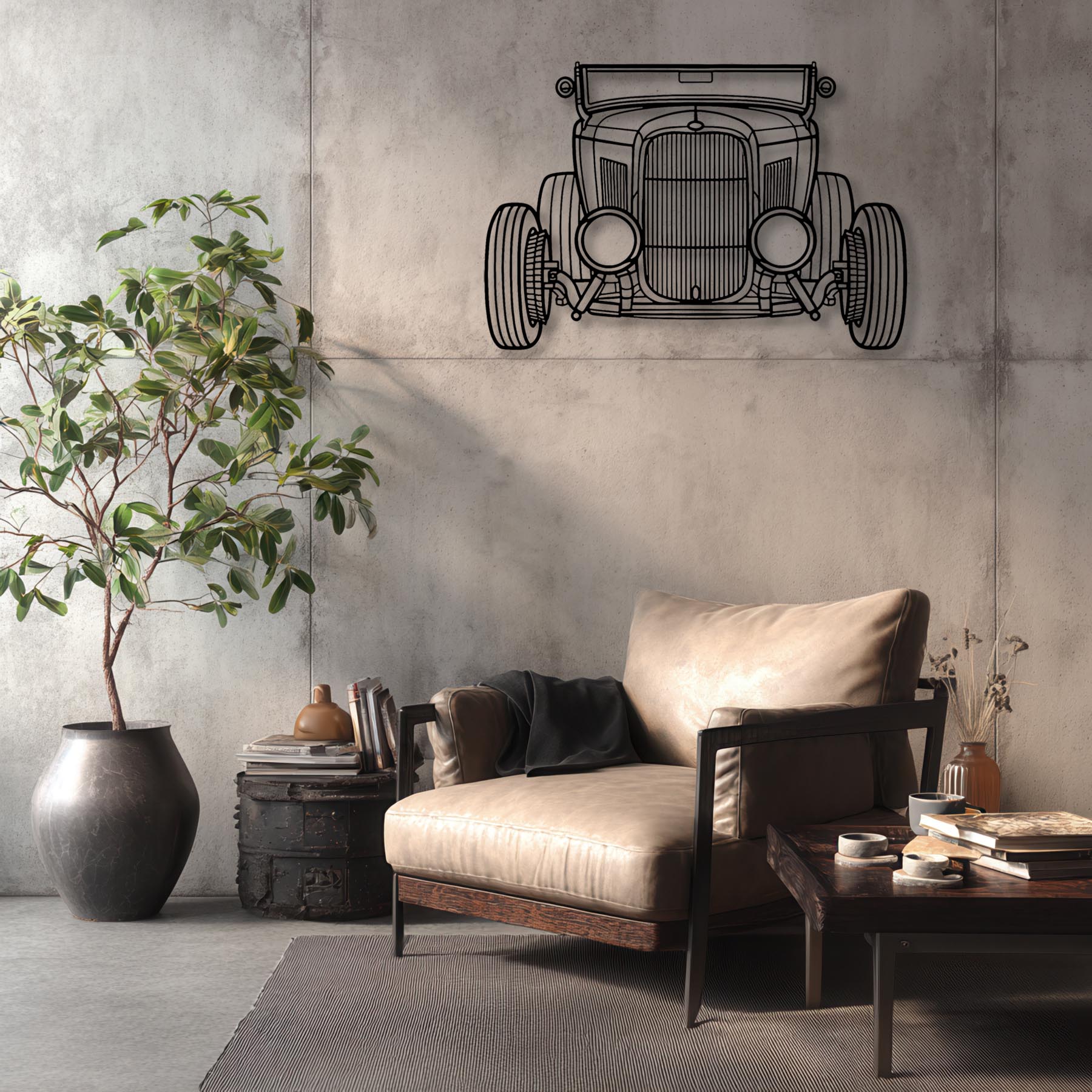 Roadster 1932 Front Silhouette Metal Wall Art