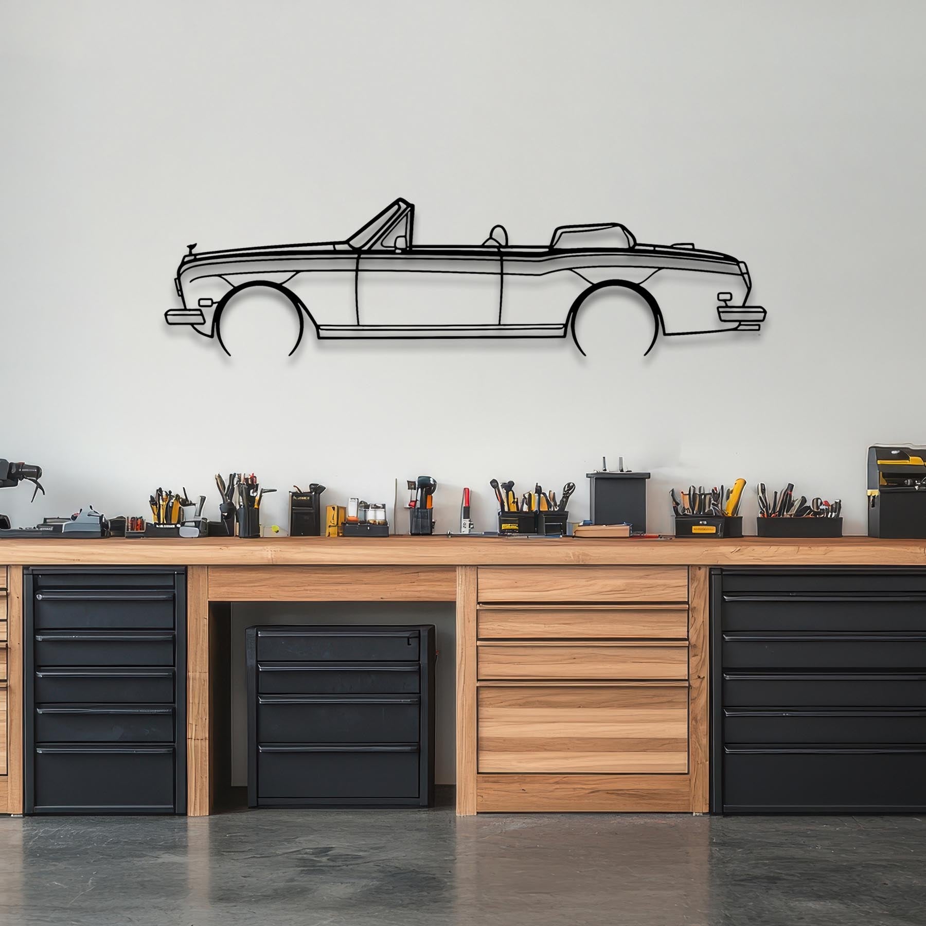 Royce Corniche convertible 1981 Detailed Silhouette Metal Wall Art