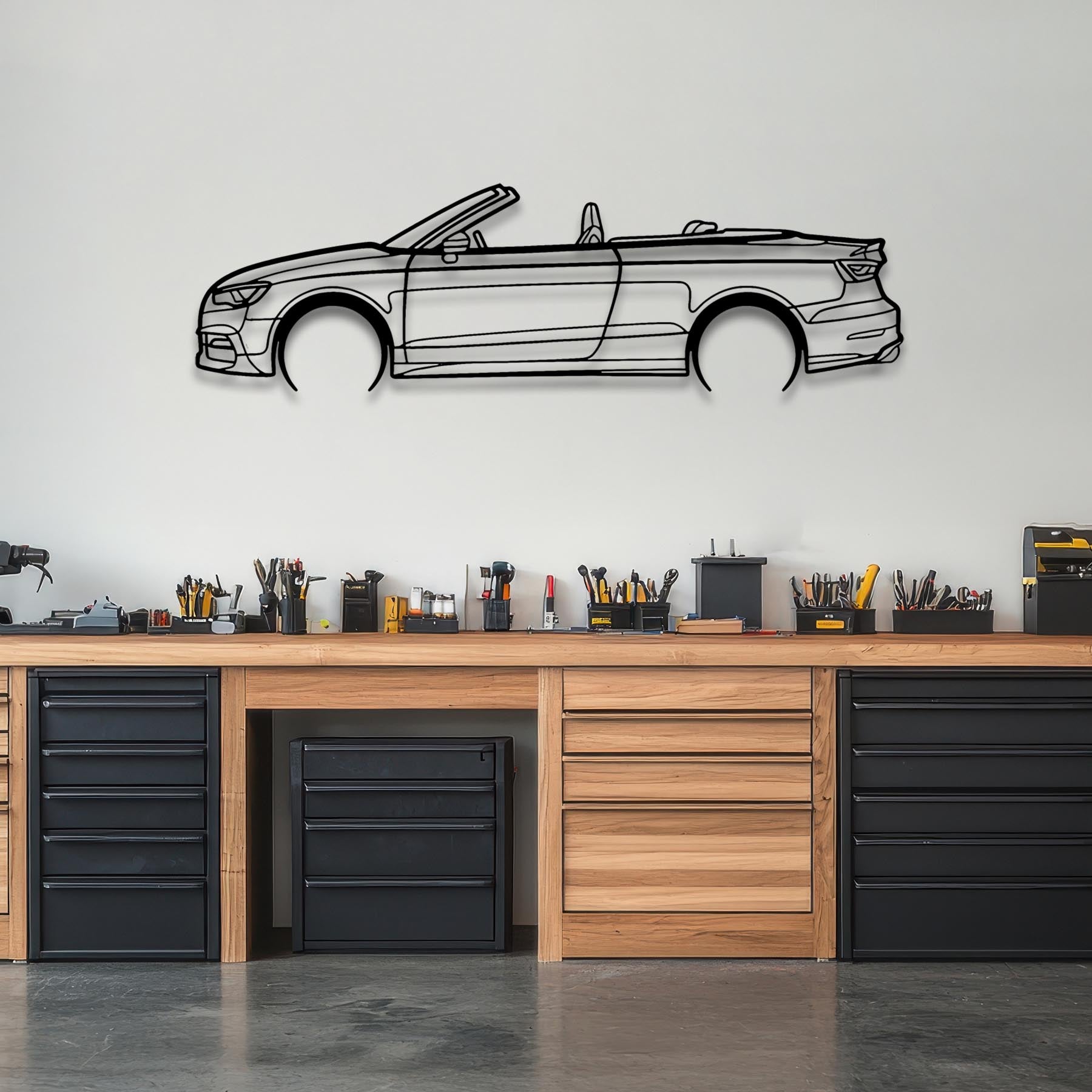 S3 Convertible 2015 Detailed Silhouette Metal Wall Art