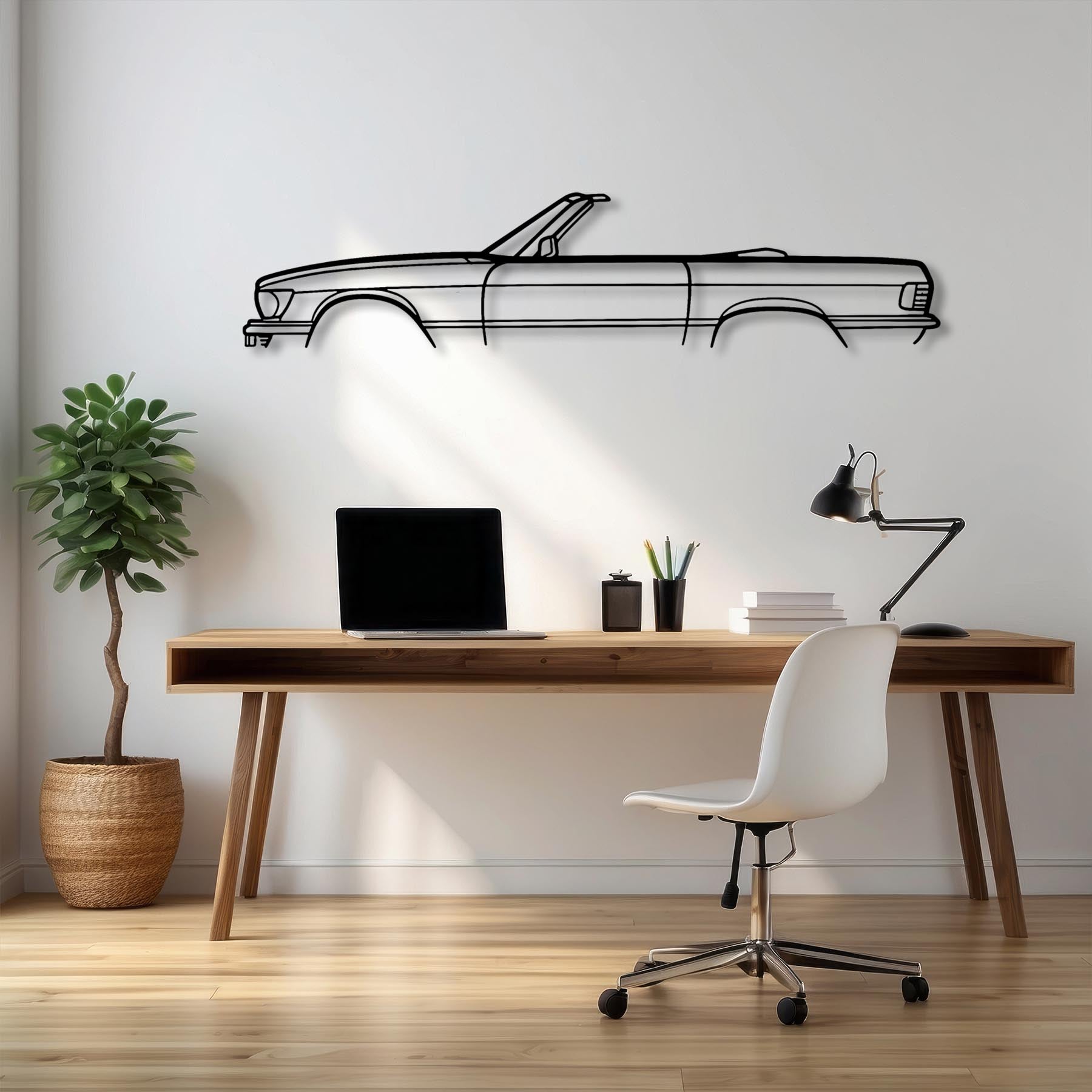 SL450 Convertible 1973 Classic Silhouette Metal Wall Art