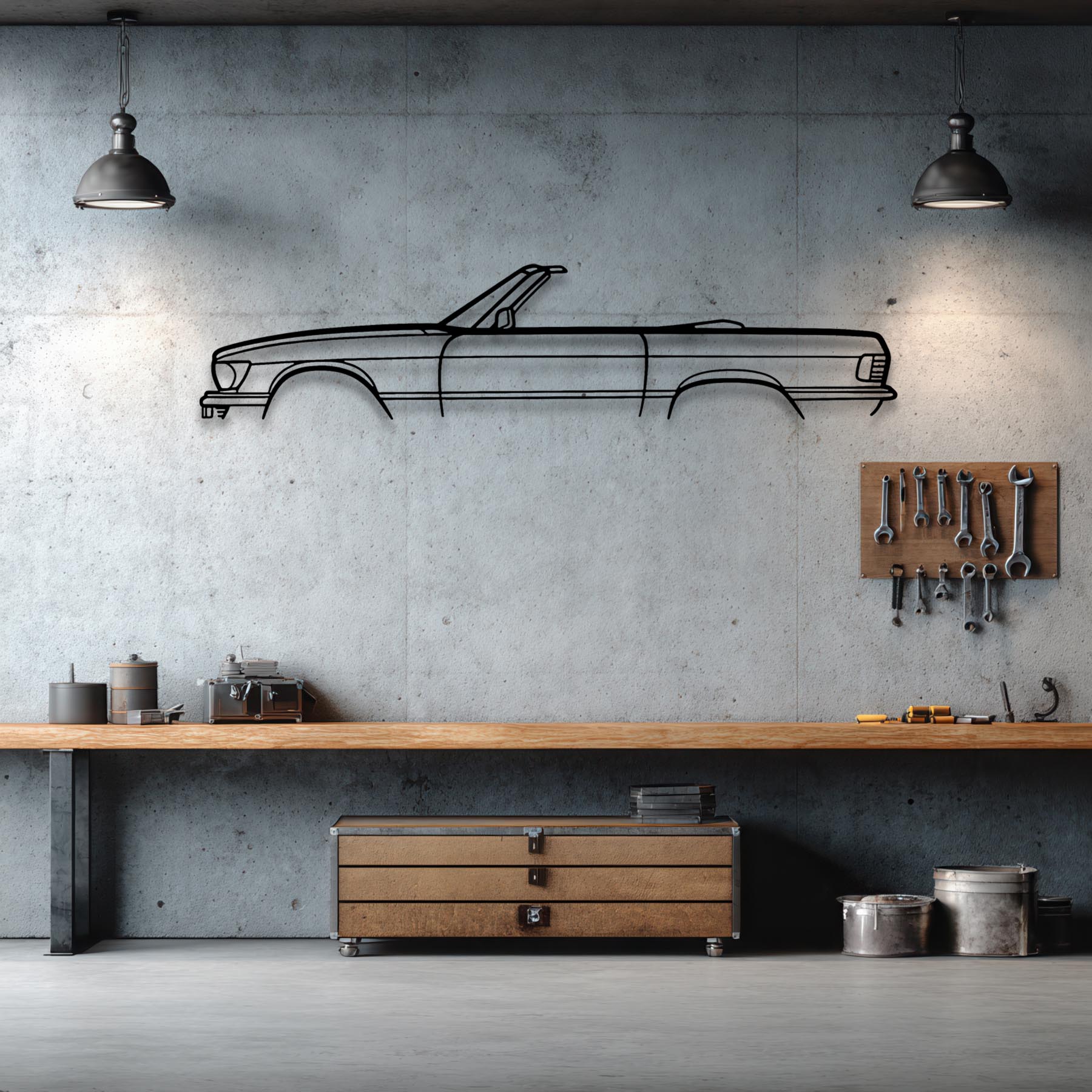 SL450 Convertible 1973 Classic Silhouette Metal Wall Art