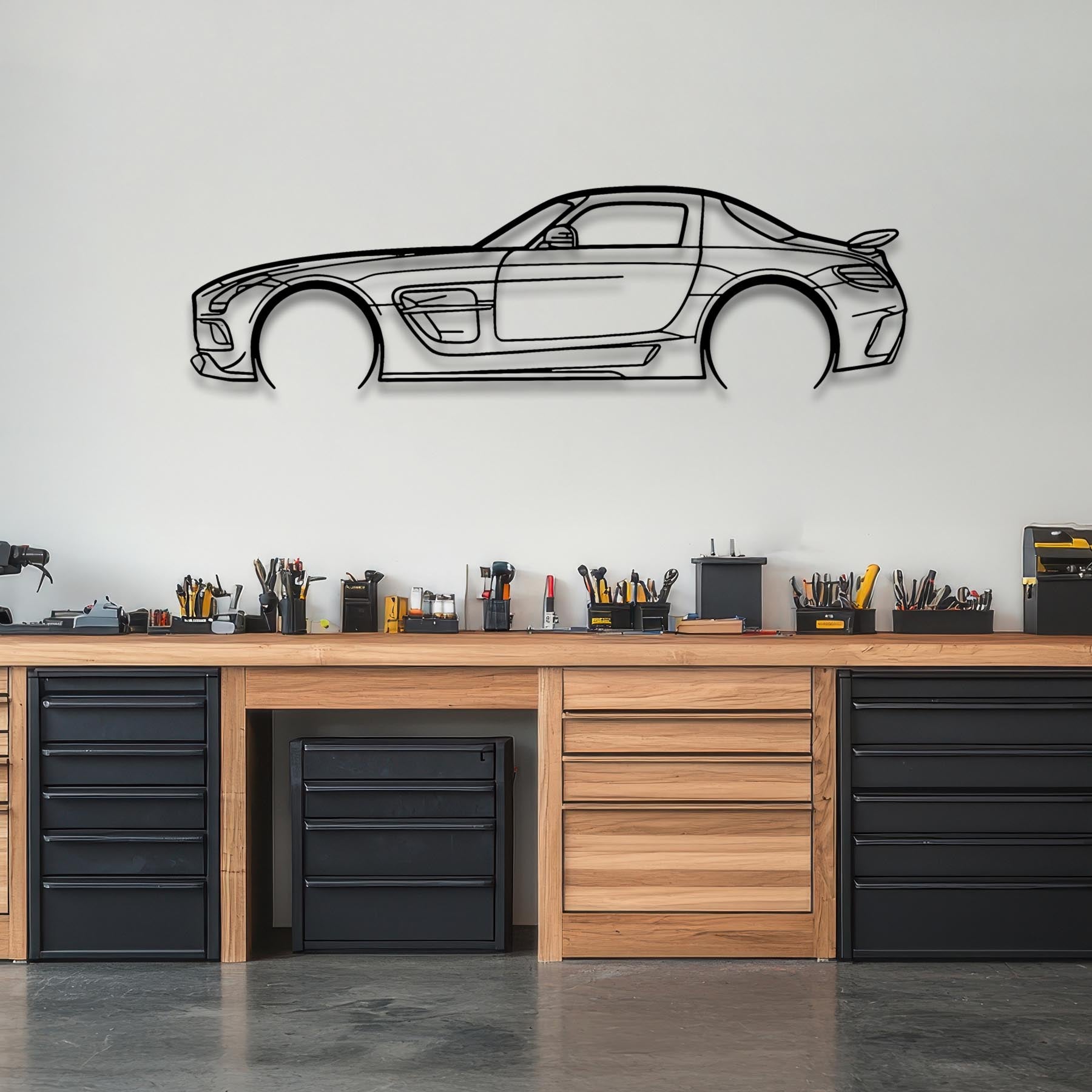 SLS AMG Black Series Detailed Silhouette Metal Wall Art