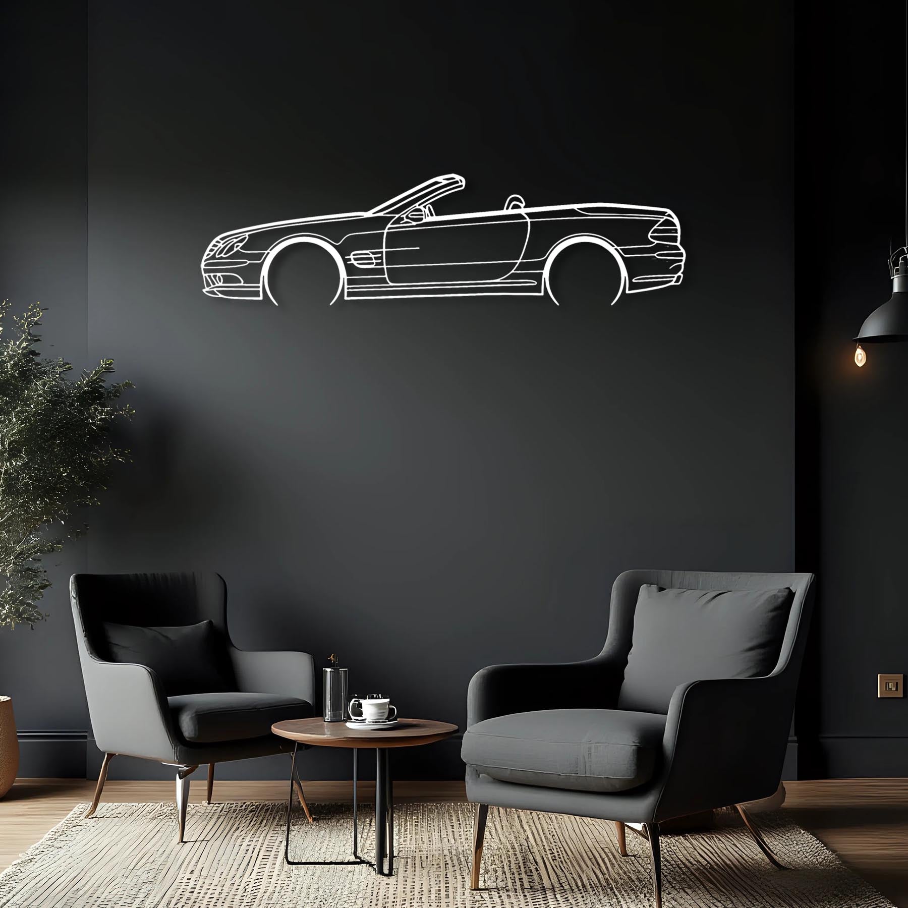 SL 55 AMG 2003 Detailed Silhouette Metal Wall Art