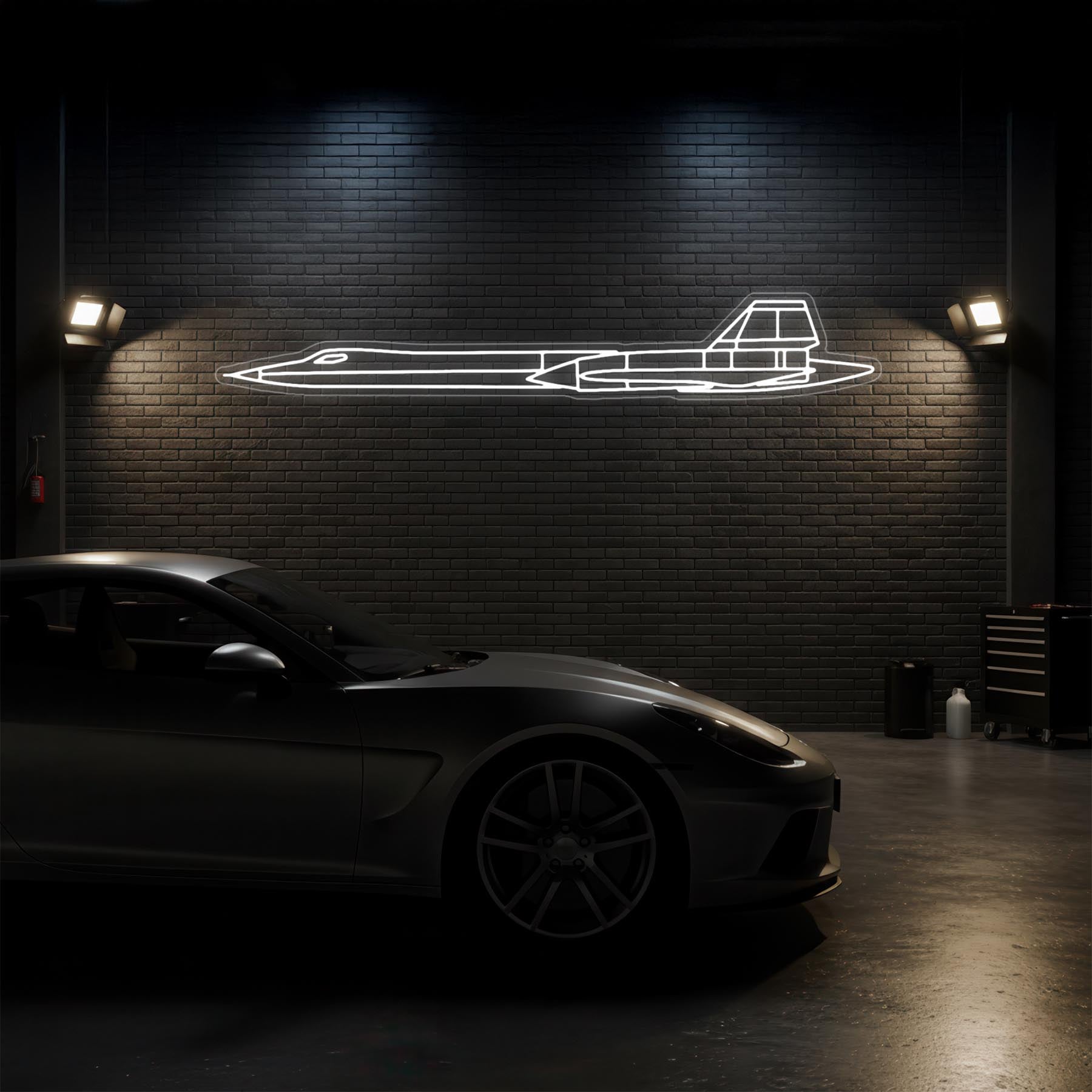 SR71 Blackbird Neon Silhouette