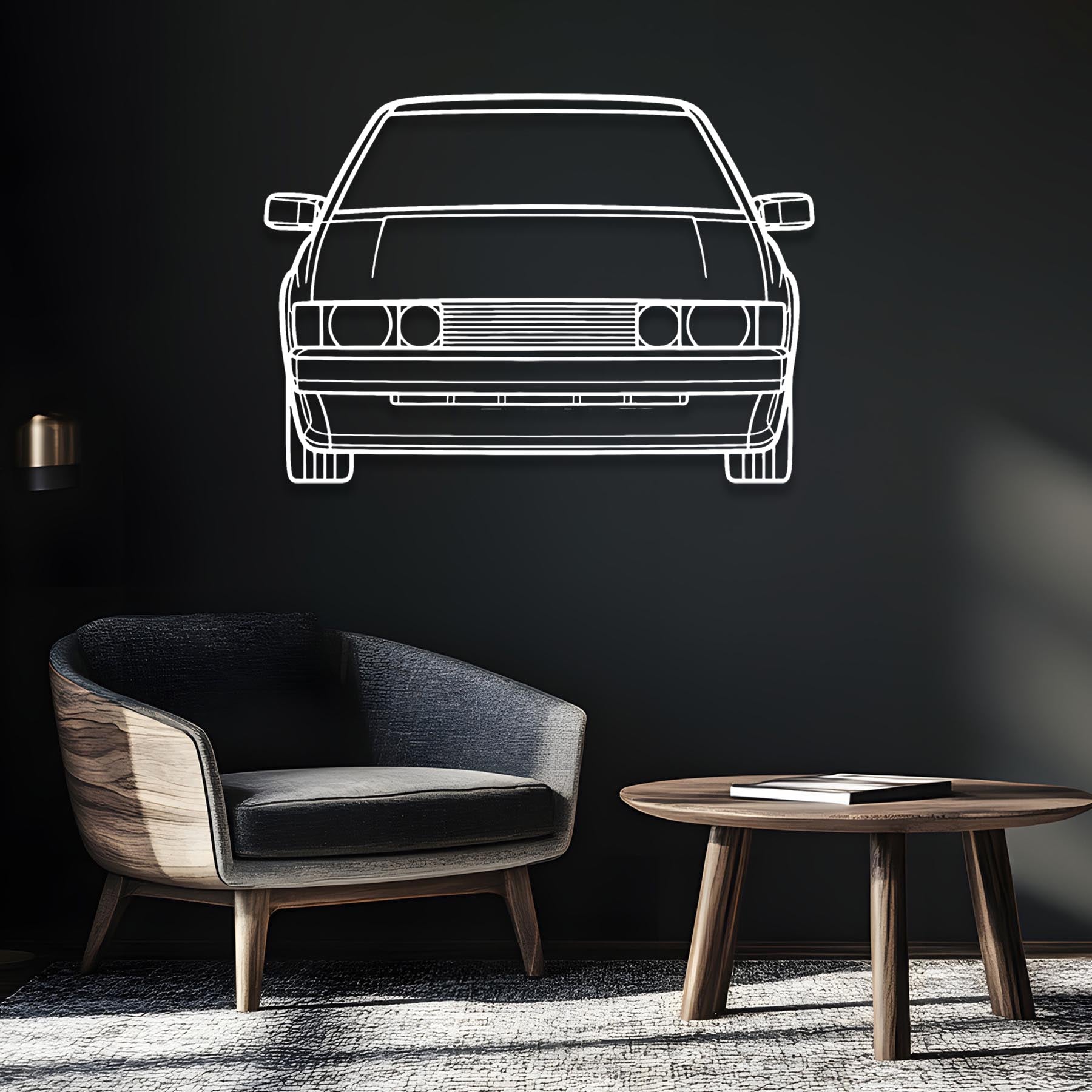 Scirocco 1987 Front Silhouette Metal Wall Art