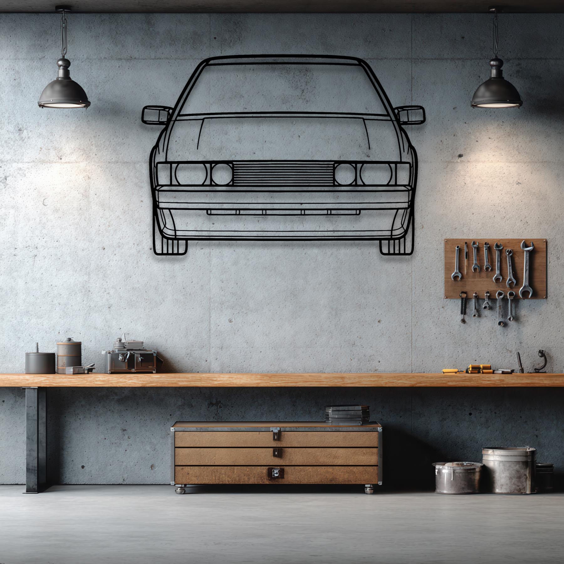 Scirocco 1987 Front Silhouette Metal Wall Art