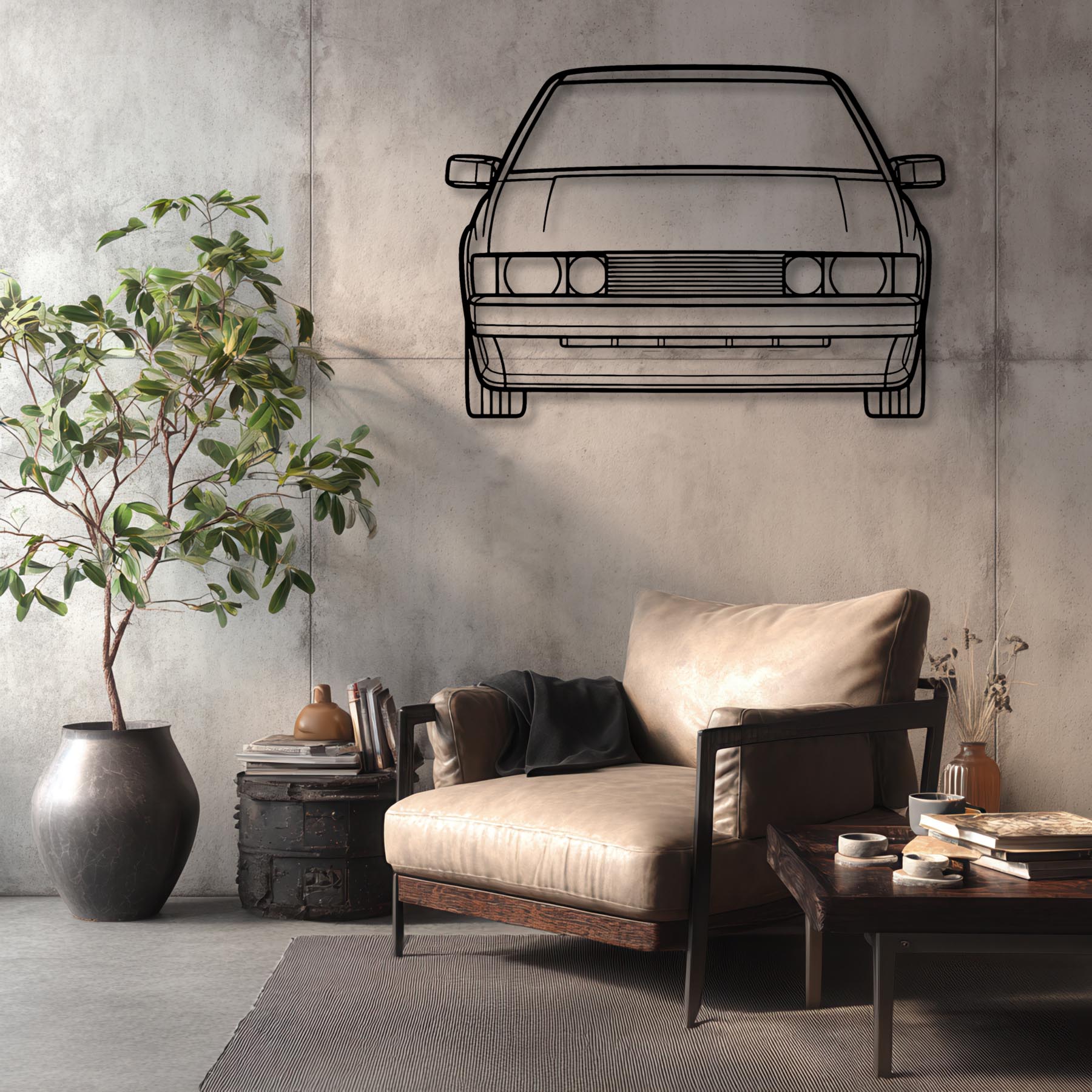 Scirocco 1987 Front Silhouette Metal Wall Art