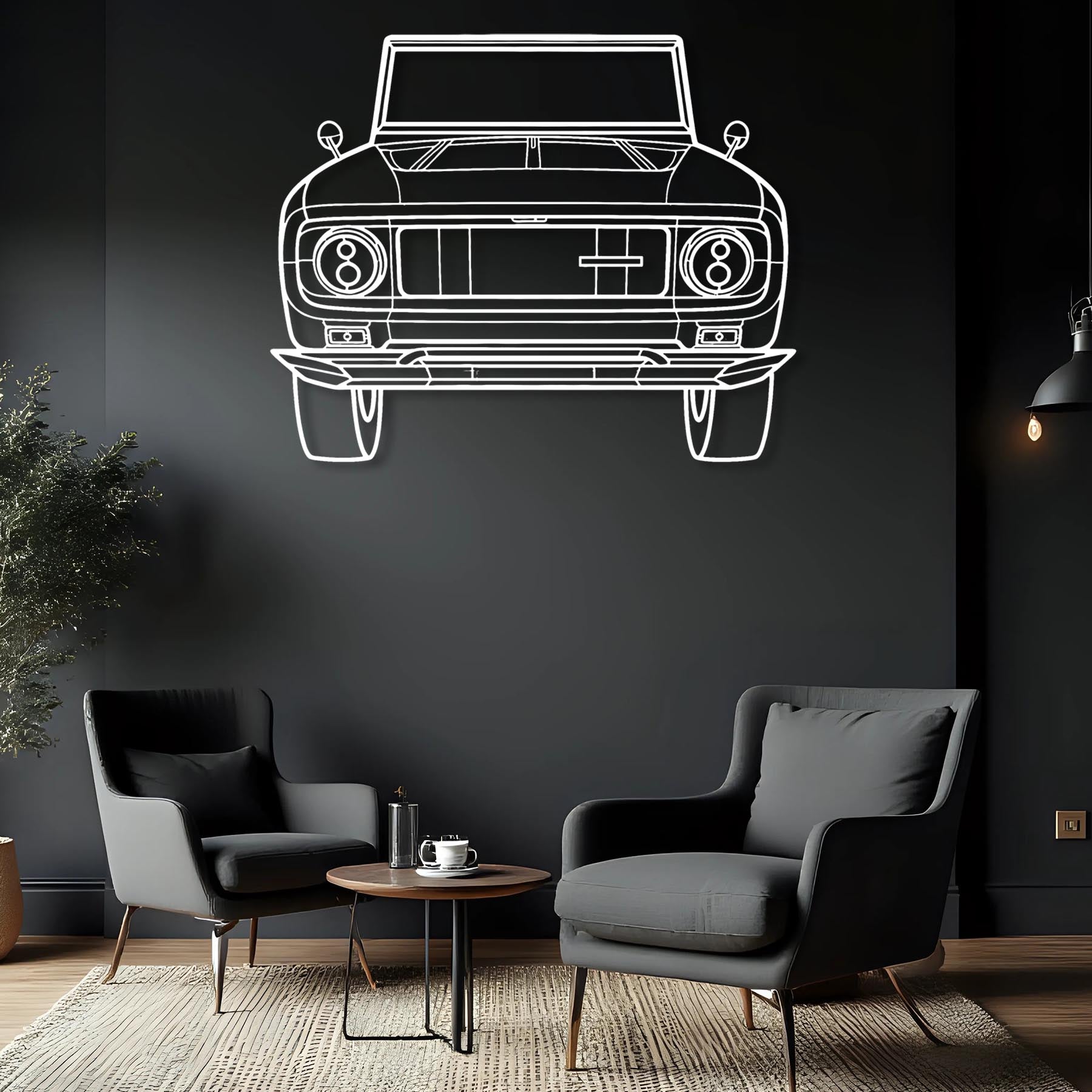 Scout 1968 Front Silhouette Metal Wall Art