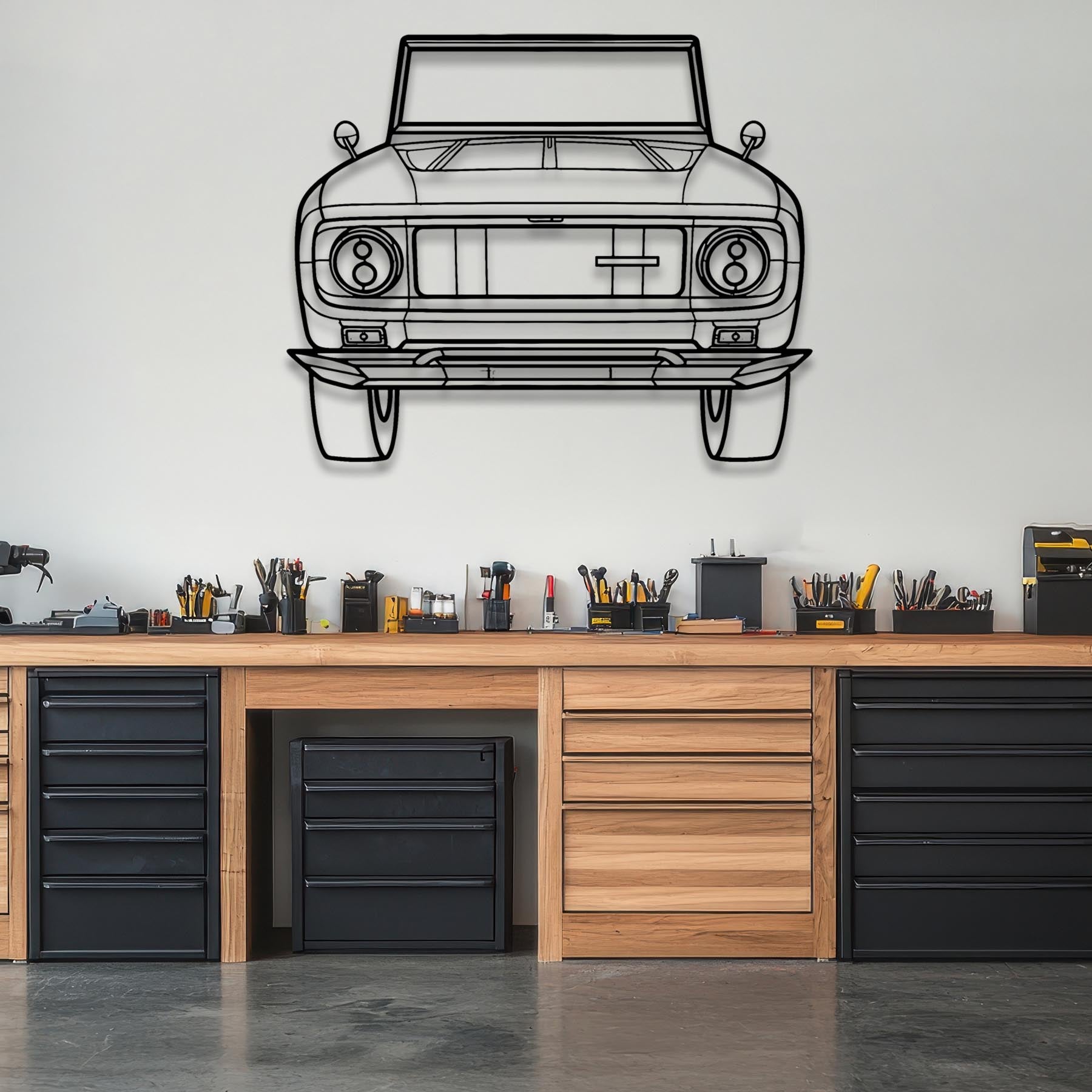 Scout 1968 Front Silhouette Metal Wall Art