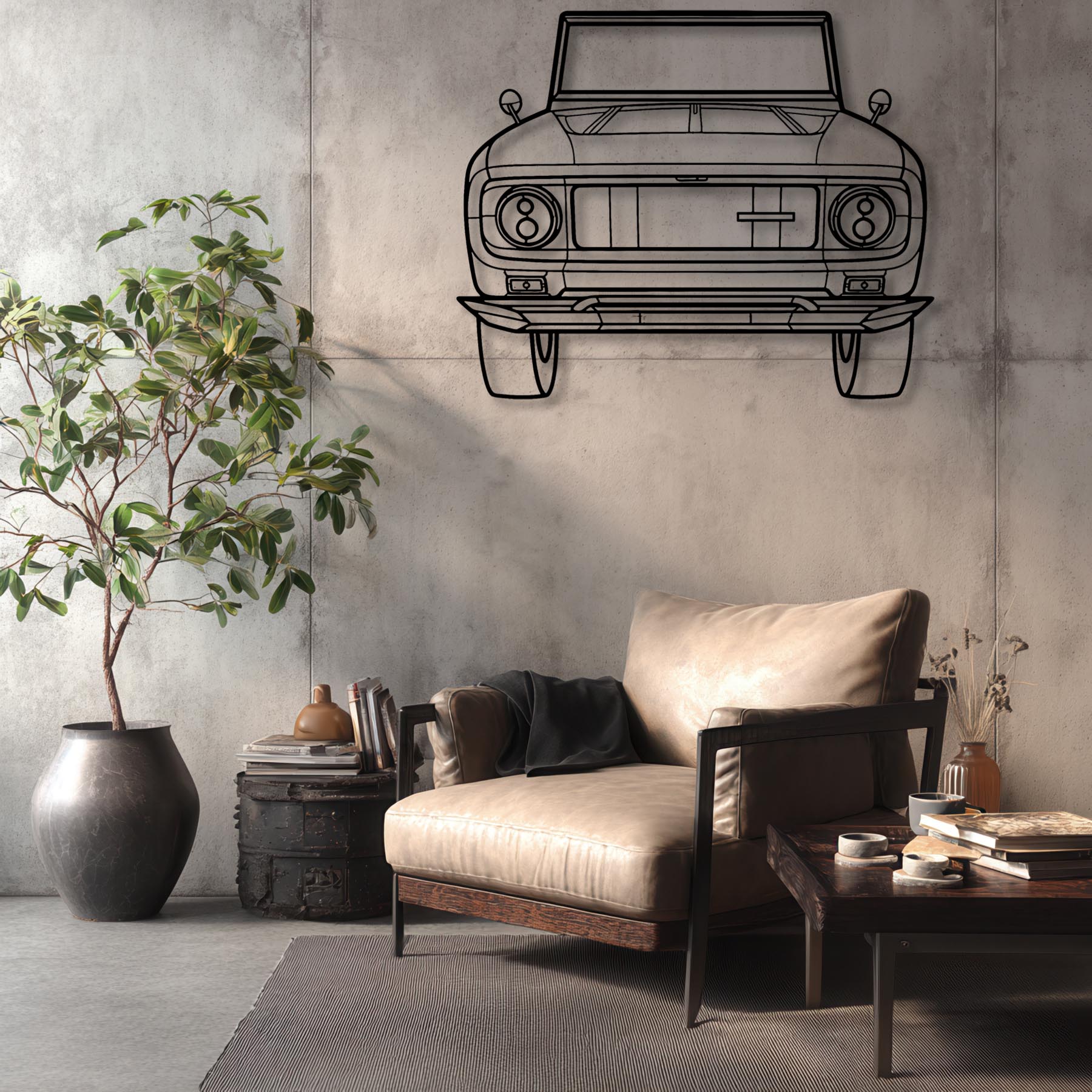 Scout 1968 Front Silhouette Metal Wall Art