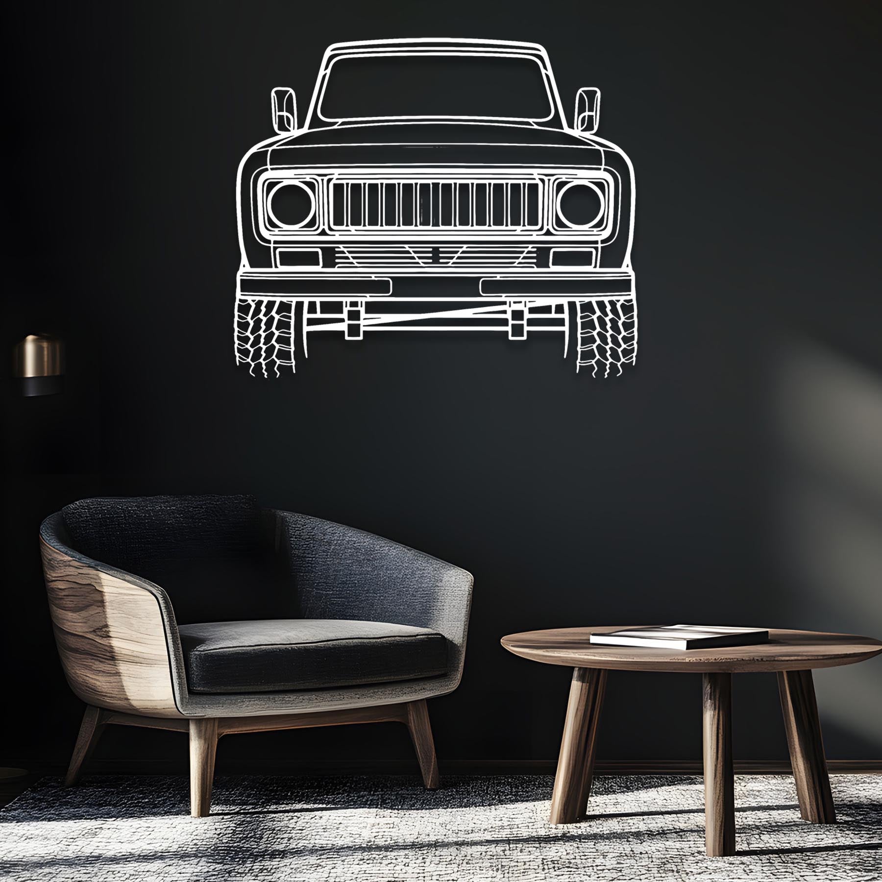 Scout II 1975 front Silhouette Metal Wall Art