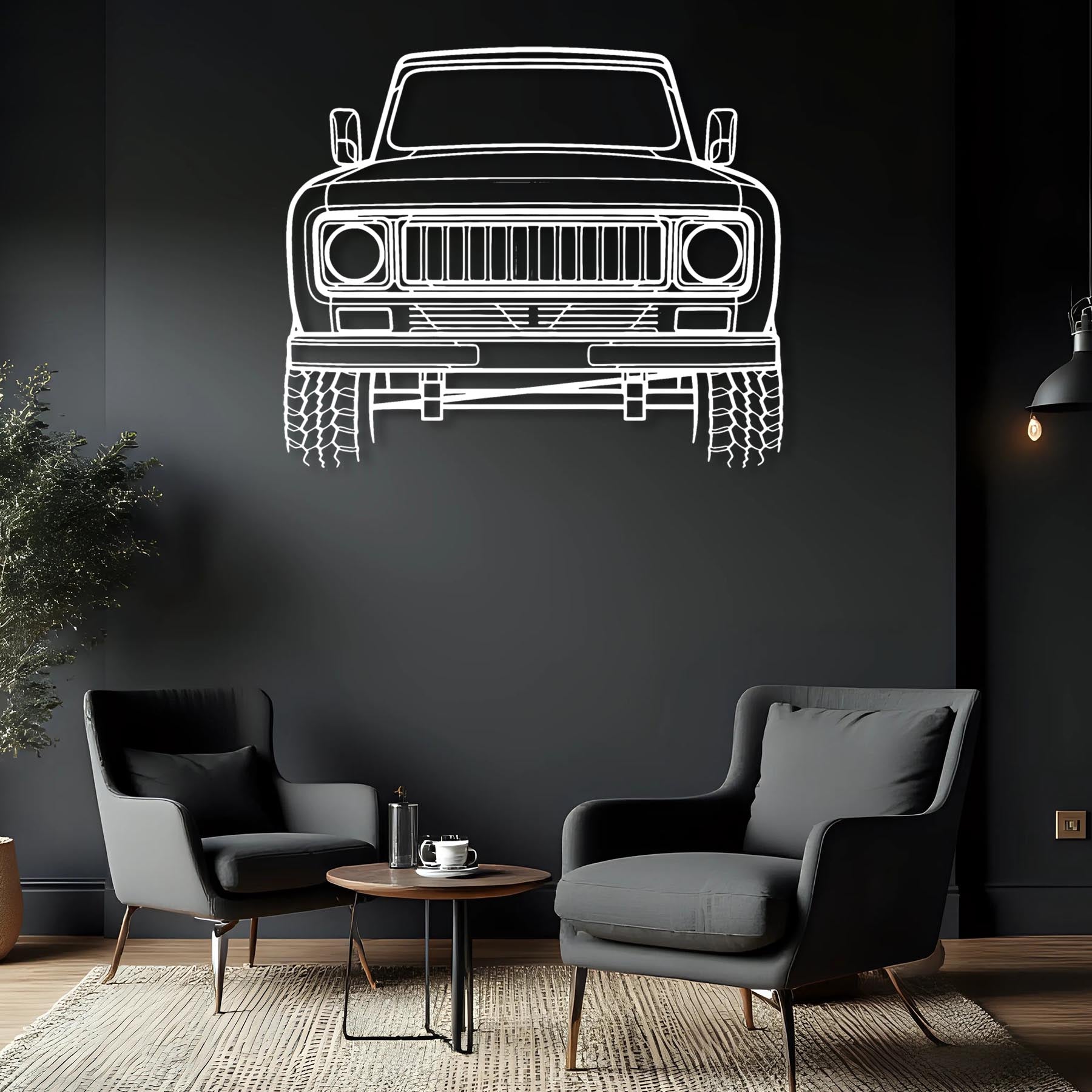 Scout II 1975 front Silhouette Metal Wall Art