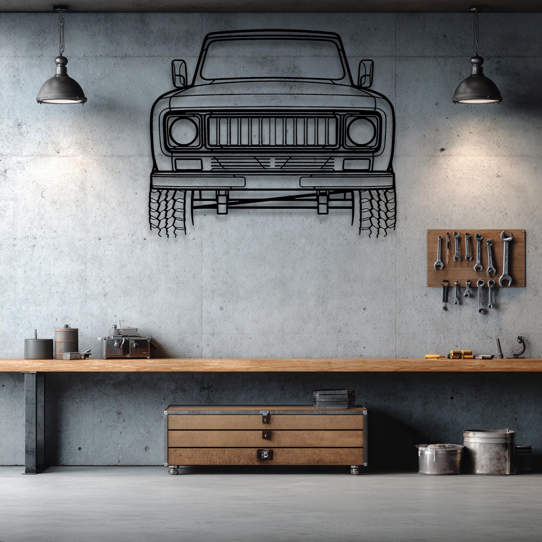 Scout II 1975 front Silhouette Metal Wall Art