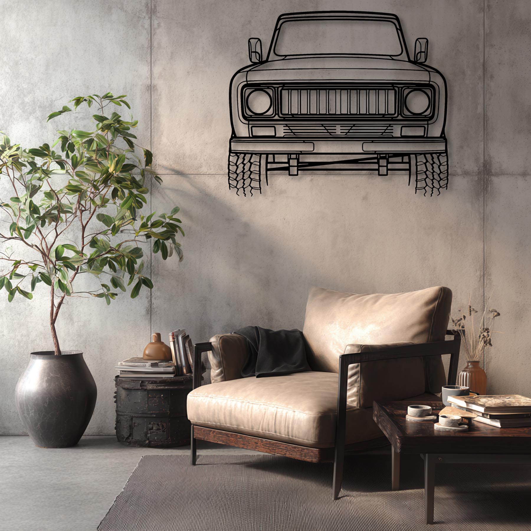 Scout II 1975 front Silhouette Metal Wall Art