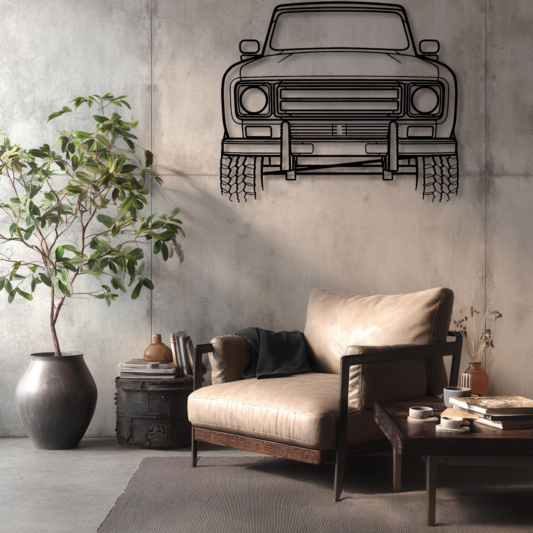 Scout Terra 1979 Front Silhouette Metal Wall Art