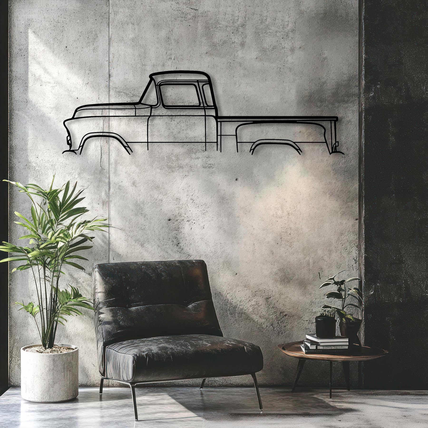 Short bed 3100 1955 Classic Silhouette Metal Wall Art