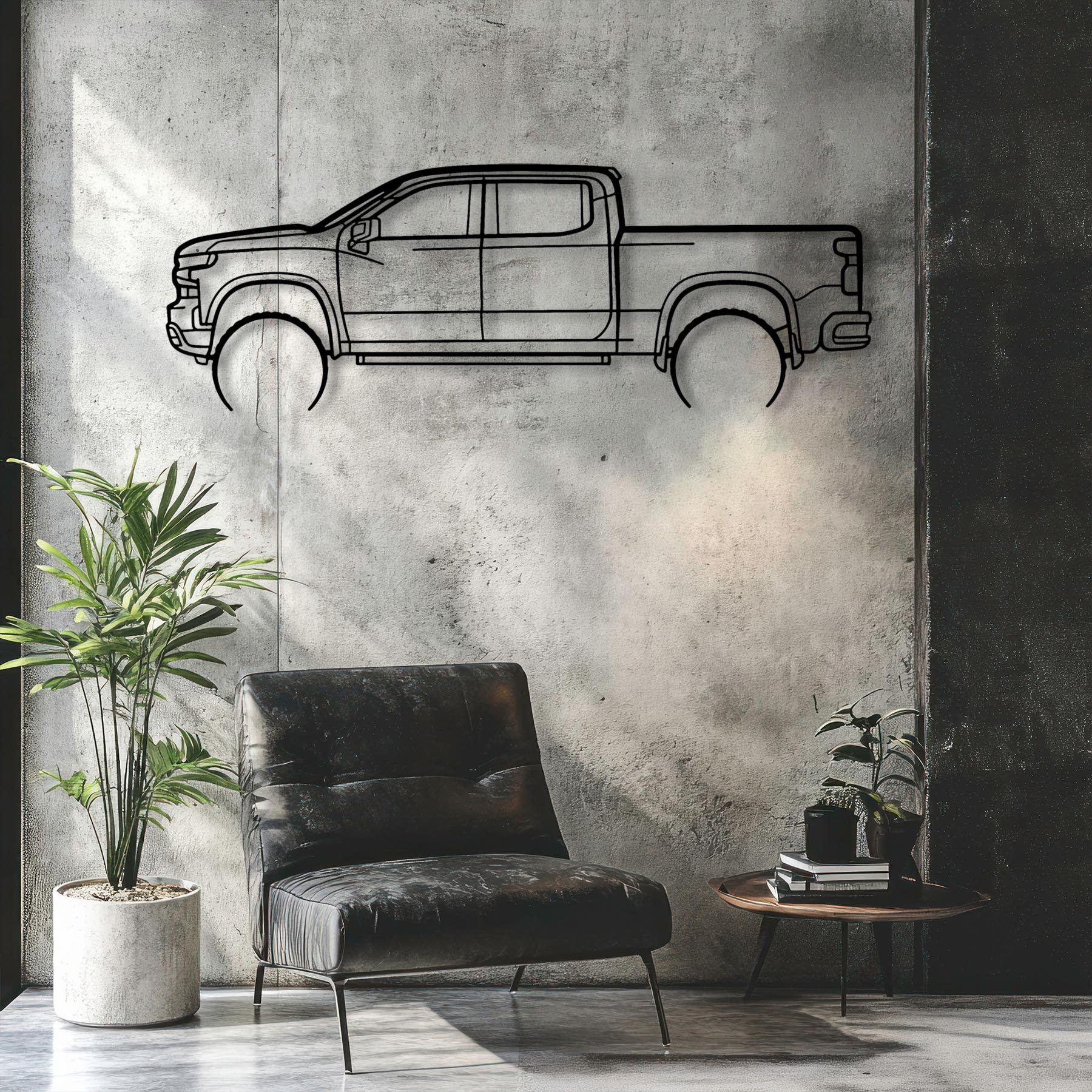 Silverado 1500 2019 Detailed Silhouette Metal Wall Art