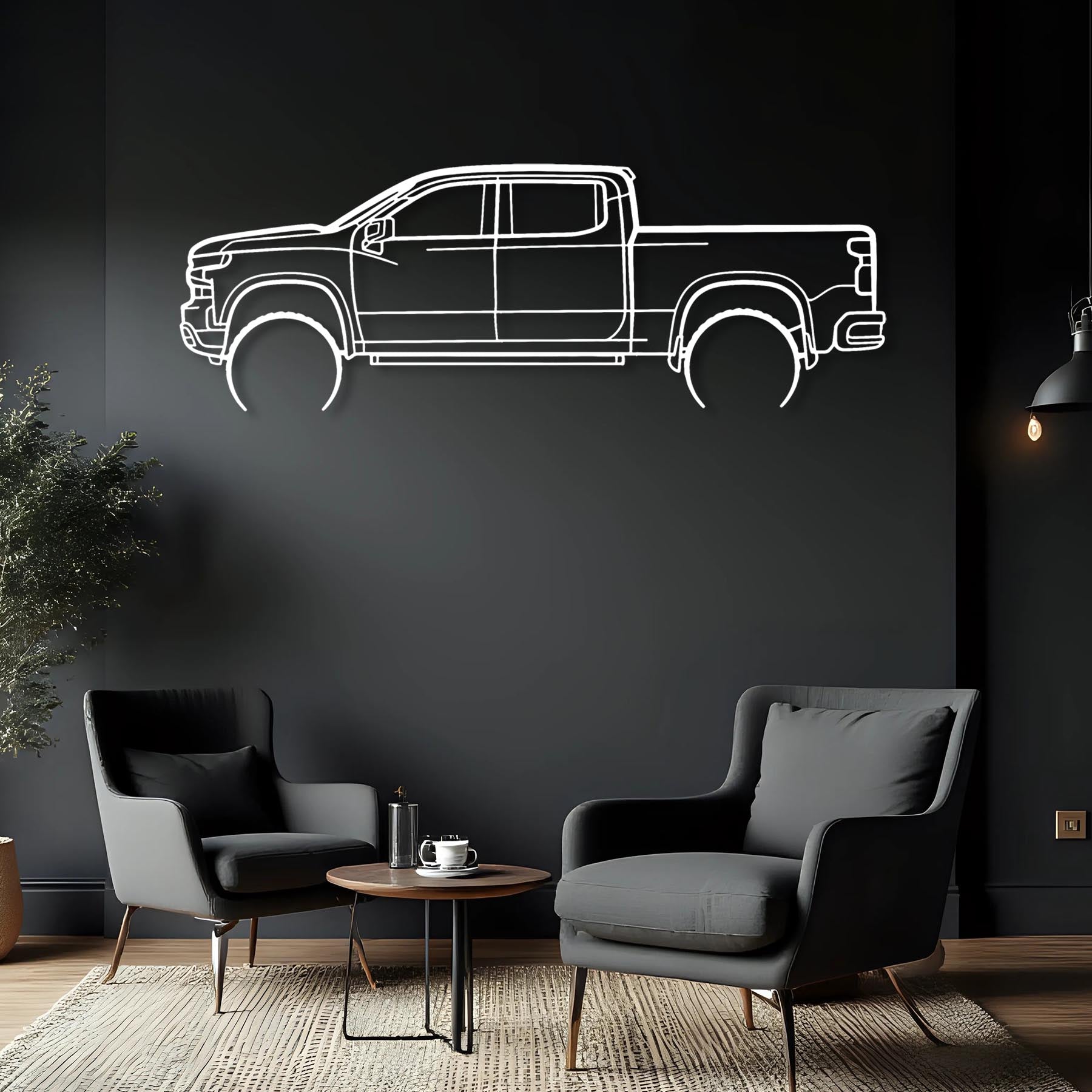 Silverado 1500 2019 Detailed Silhouette Metal Wall Art