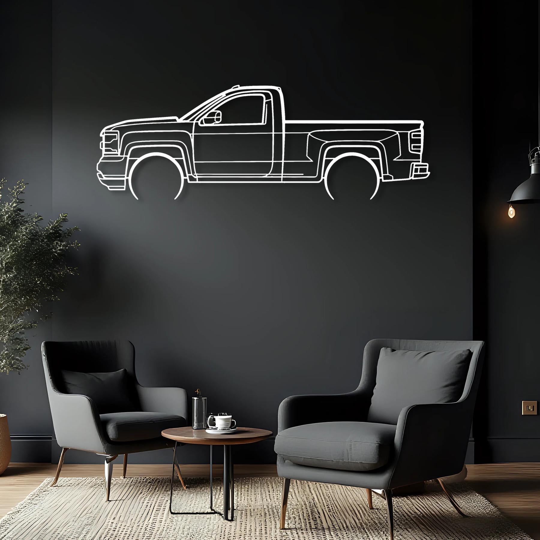 Silverado 1500 Single Cab 2018 Detailed Silhouette Metal Wall Art