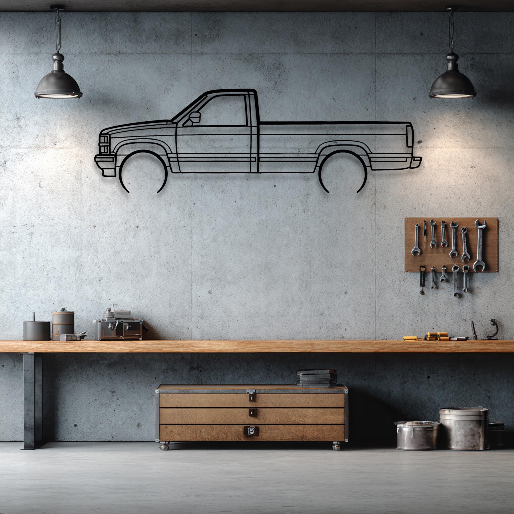 Silverado 1994 Detailed Silhouette Metal Wall Art