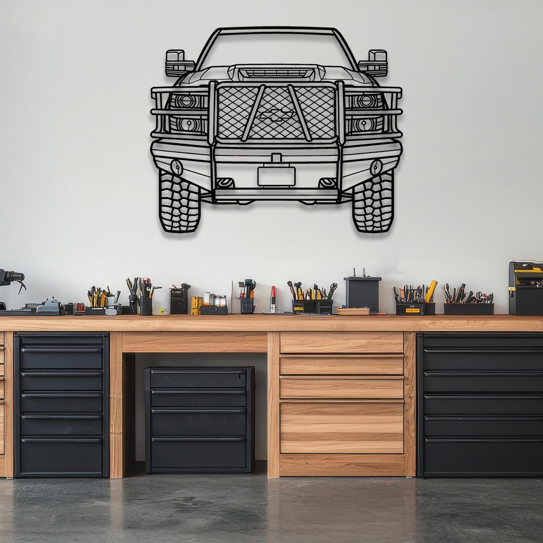 Silverado Front Silhouette Metal Wall Art