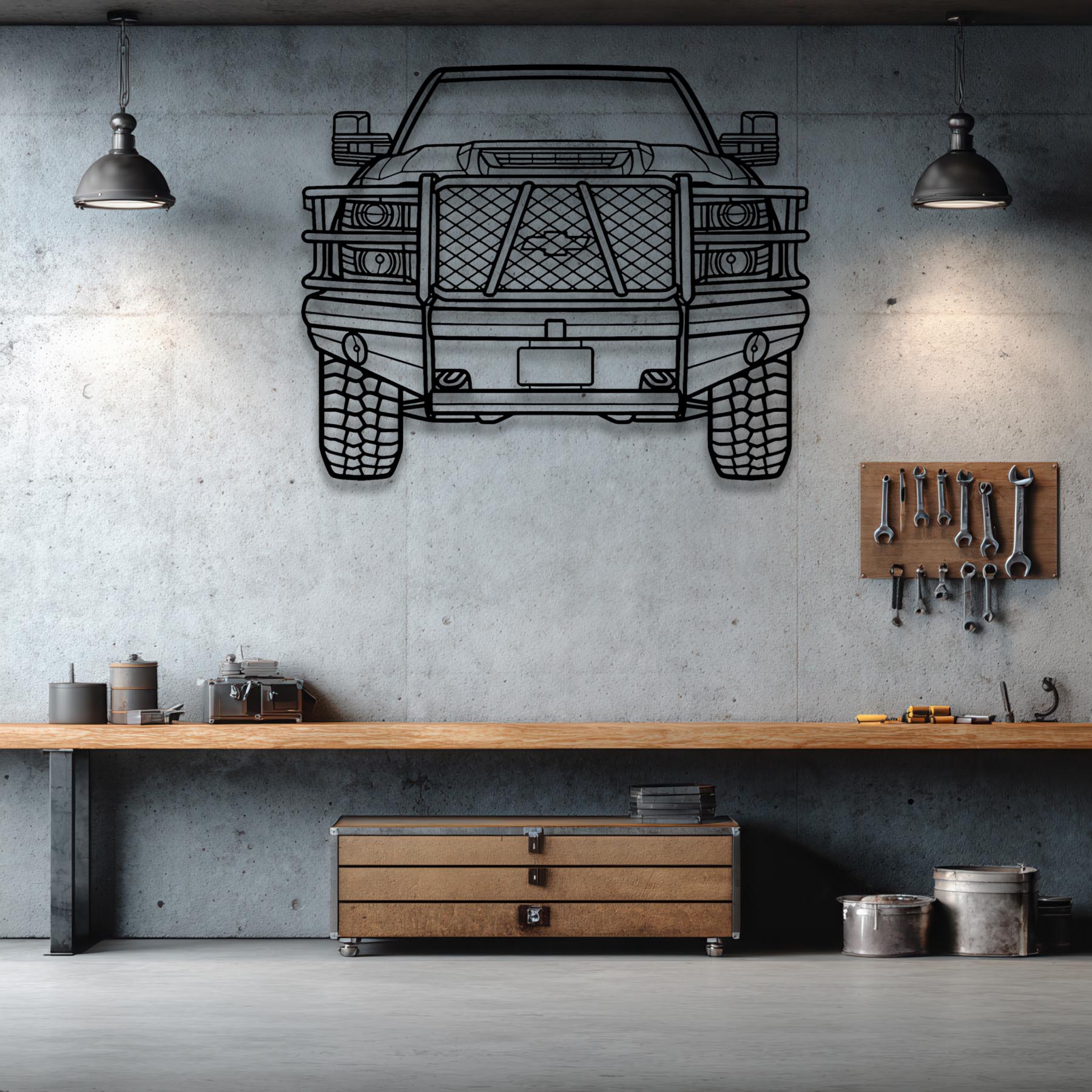 Silverado Front Silhouette Metal Wall Art