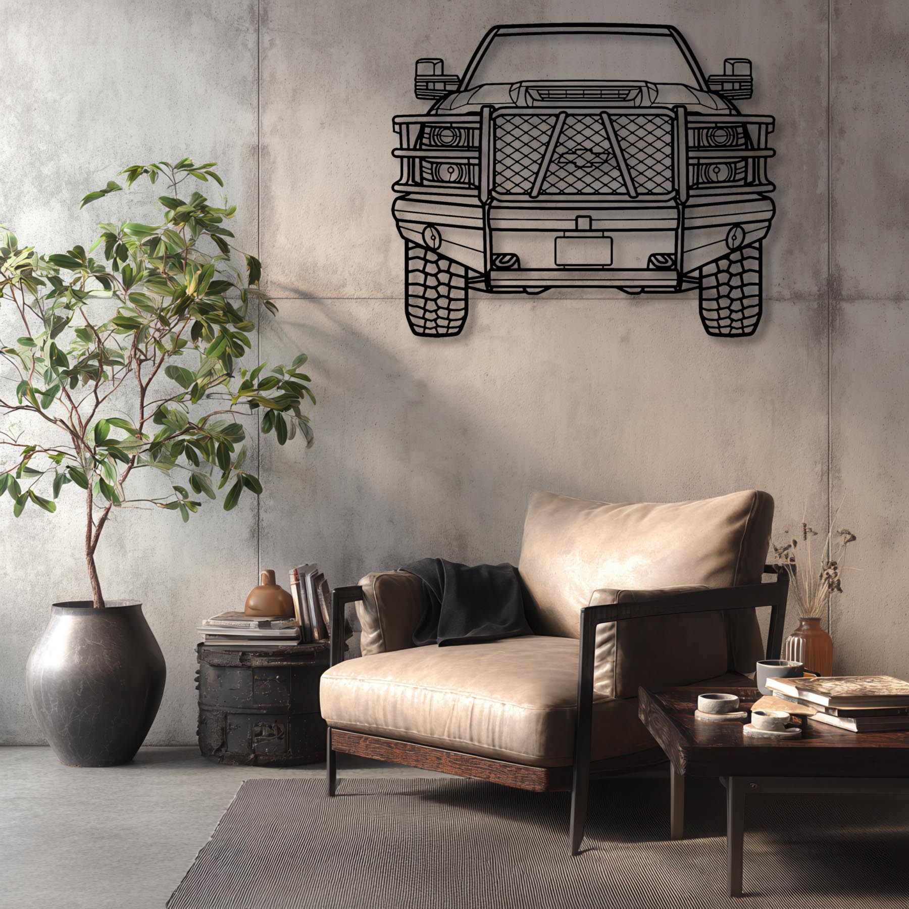 Silverado Front Silhouette Metal Wall Art